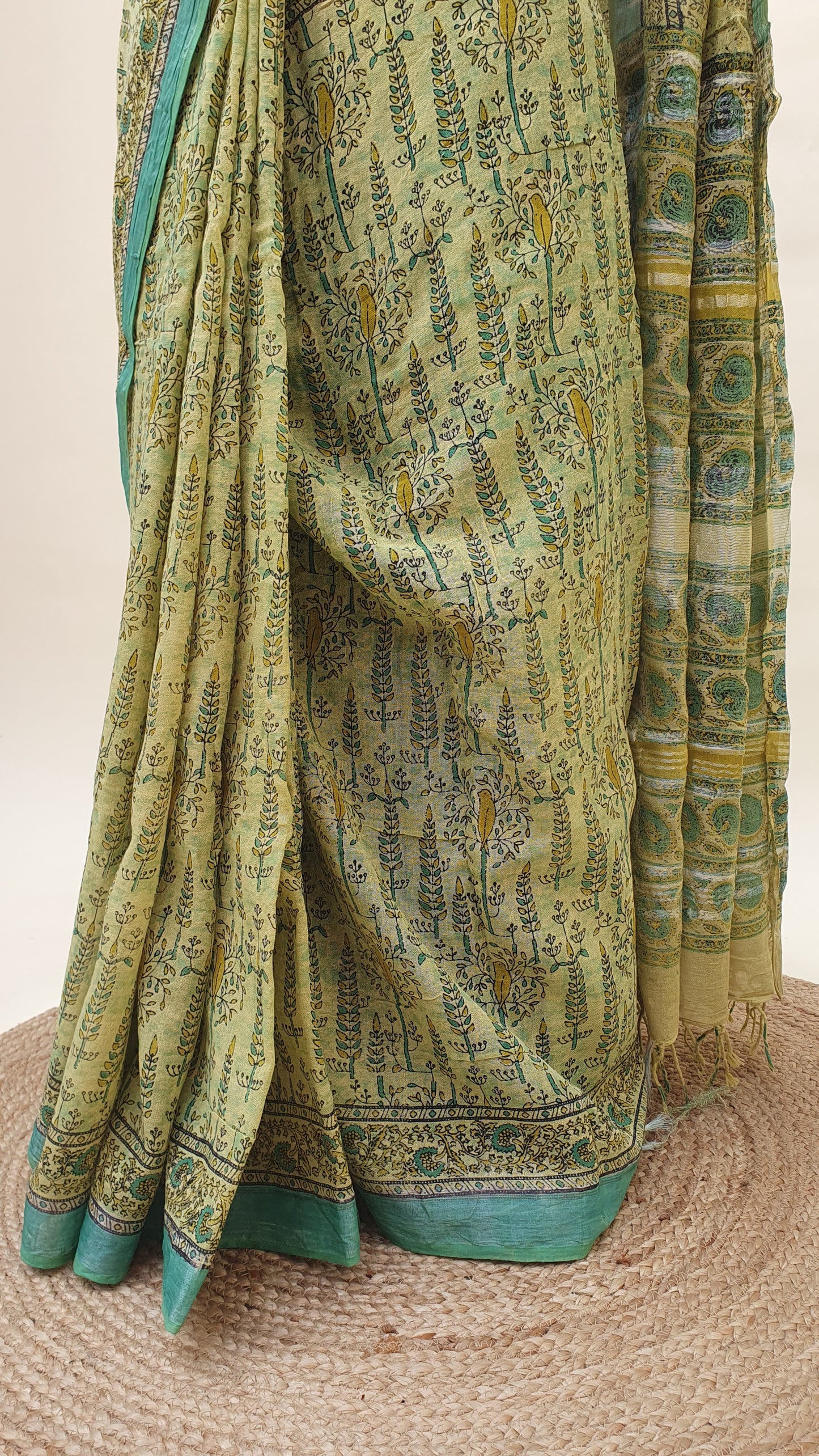 Haritha Neela HBP Linen Saree | LNHB-0020