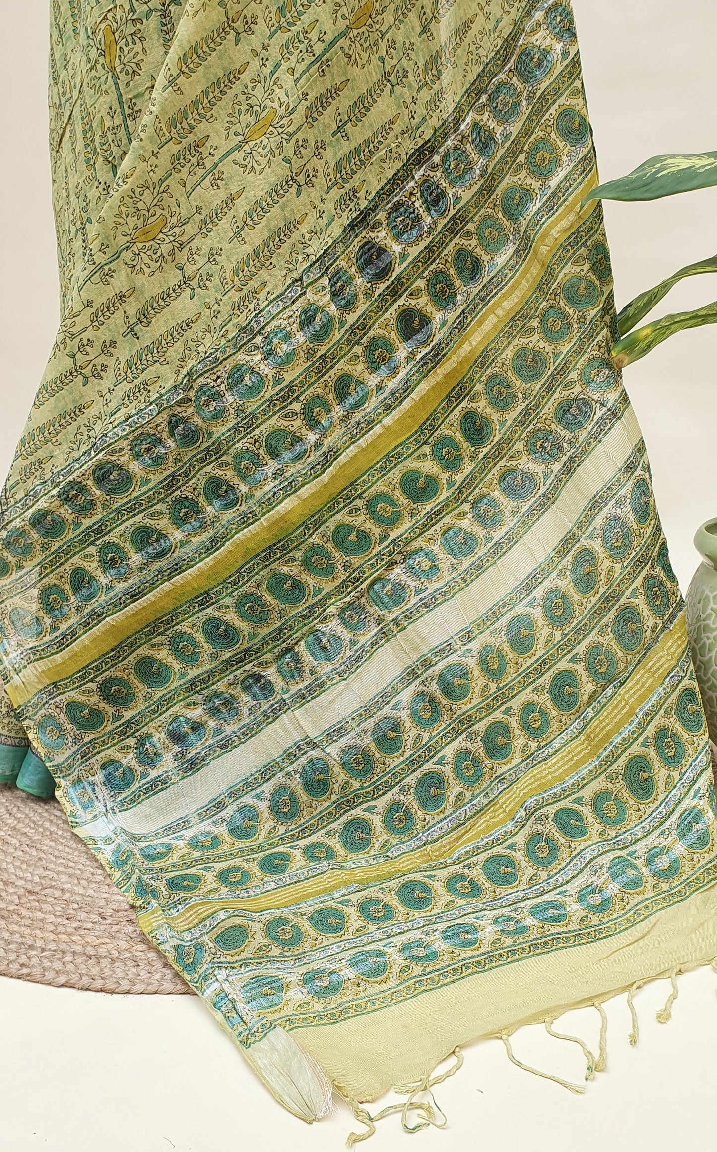 Haritha Neela HBP Linen Saree | LNHB-0020