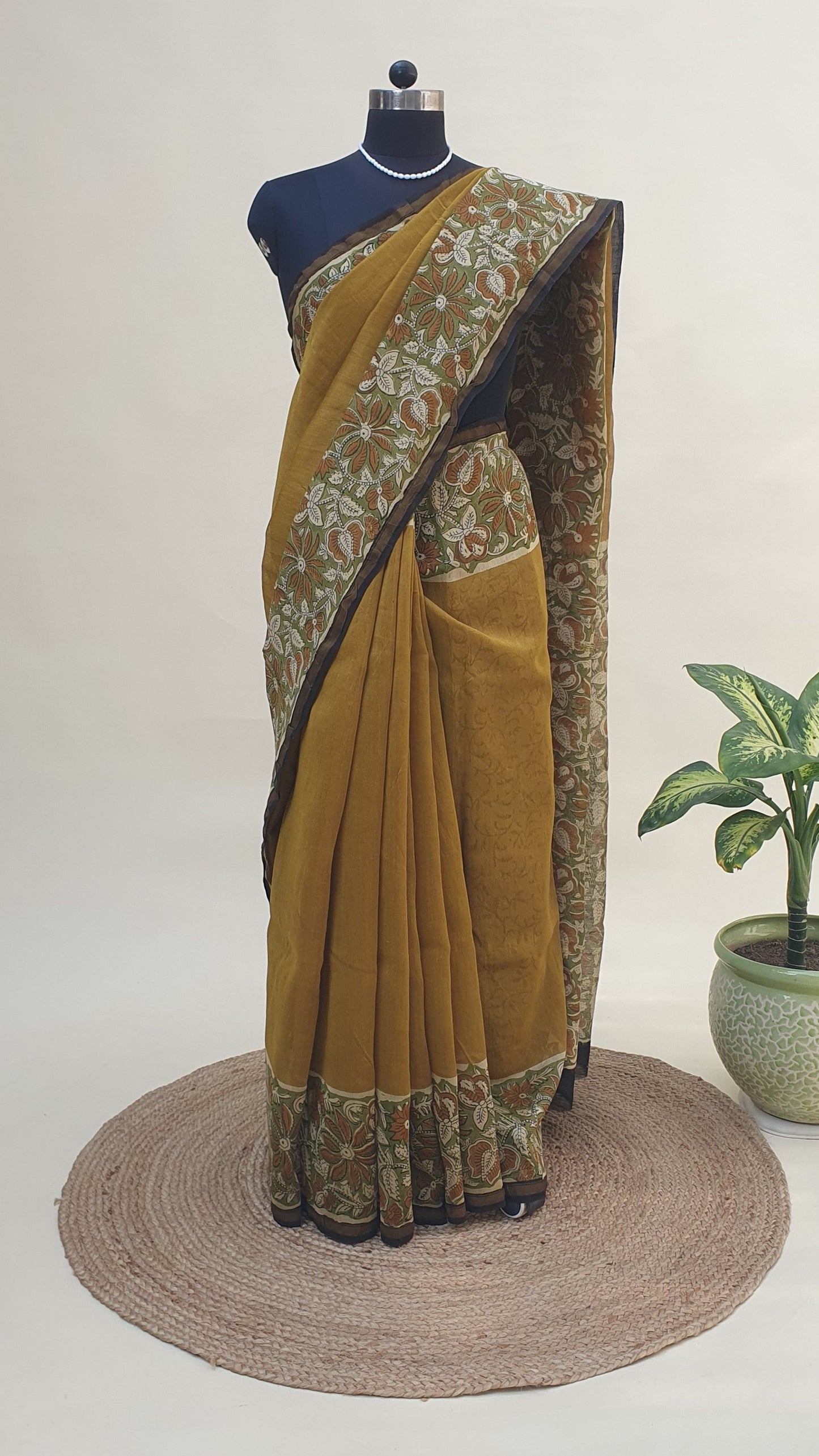 Kadamba Mustard Chanderi Saree SCCH-0026
