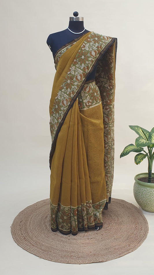 Kadamba Mustard Chanderi Saree SCCH-0026