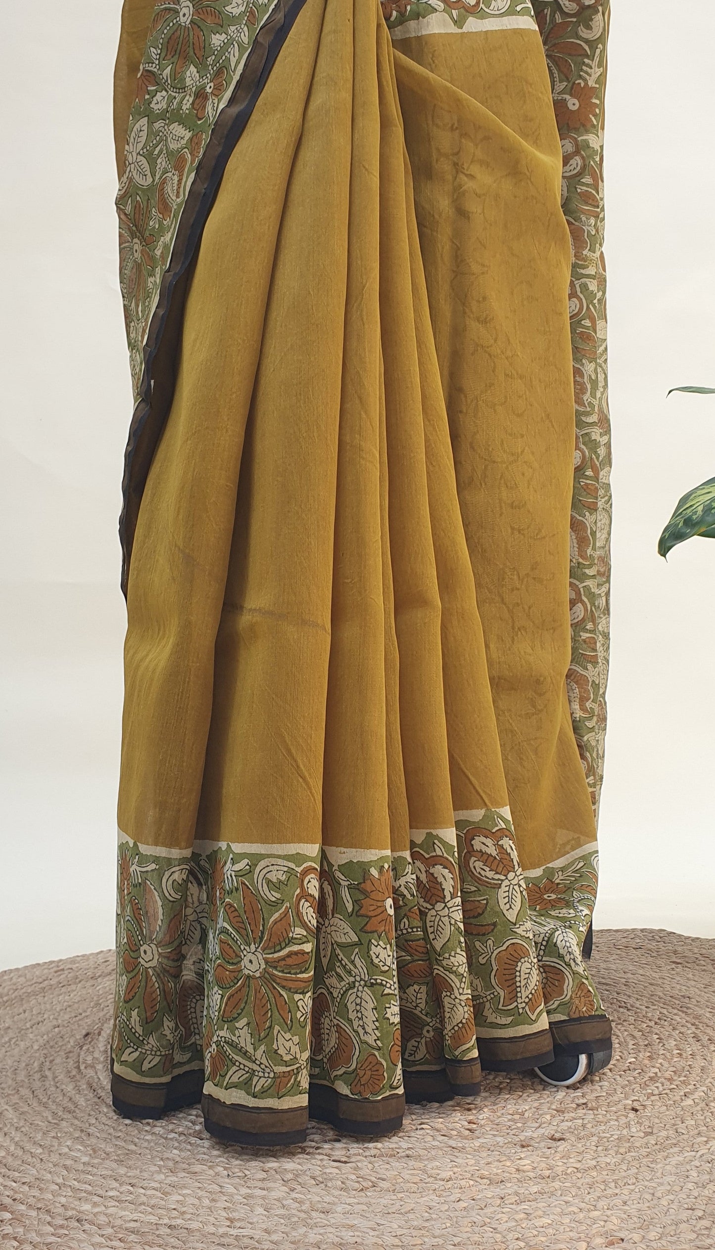 Kadamba Mustard Chanderi Saree SCCH-0026