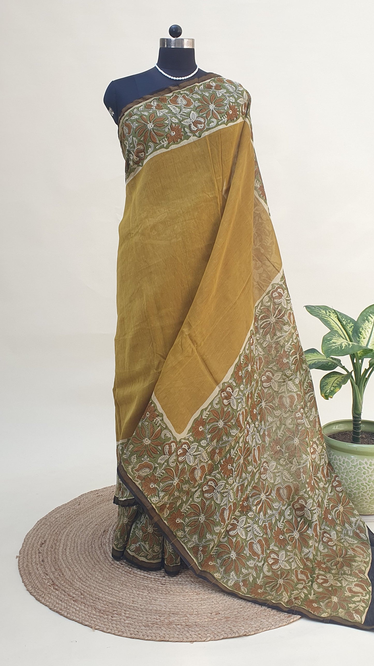 Kadamba Mustard Chanderi Saree SCCH-0026
