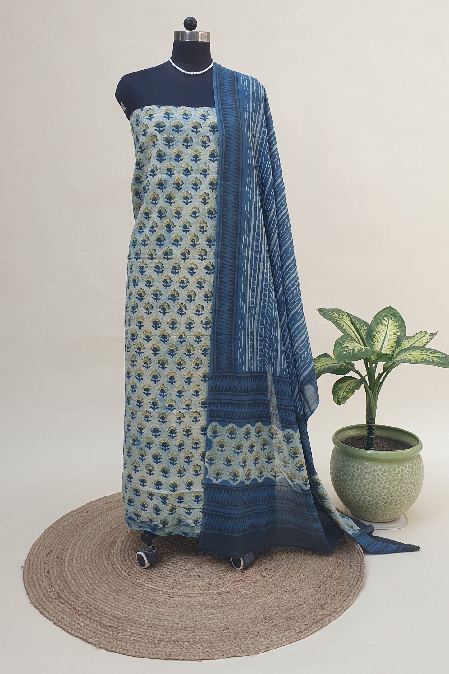 Blue Ajrakh HBP Cotton Suit CMAJ-0003