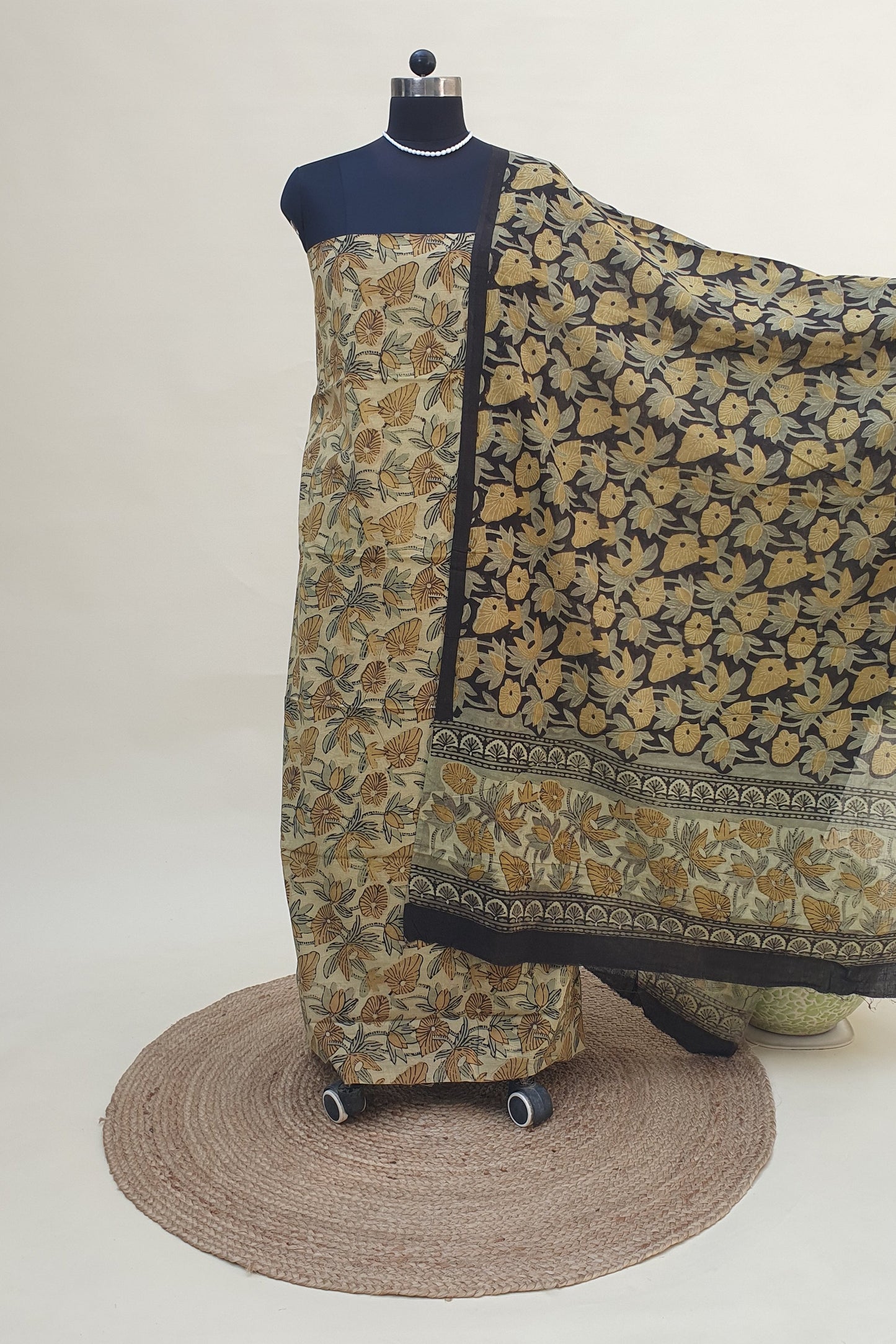 Black & Beige Ajrakh HBP Cotton Suit CMAJ-0001