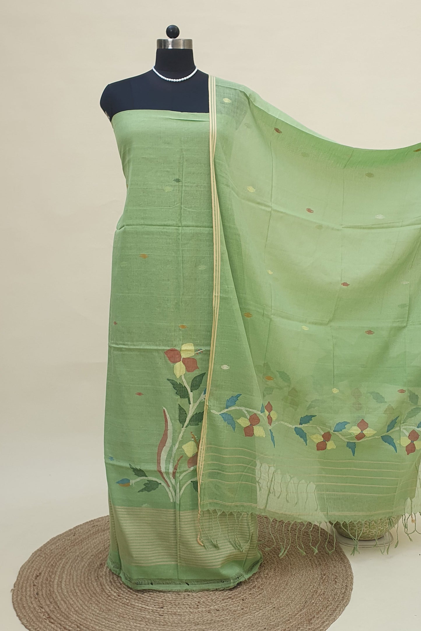 Fern Green Cotton Jamdani Suit JDCC-0003