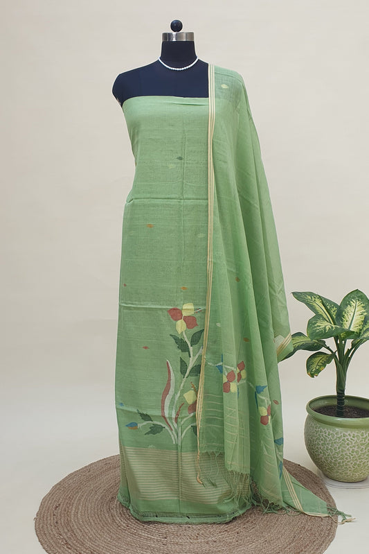 Fern Green Cotton Jamdani Suit JDCC-0003