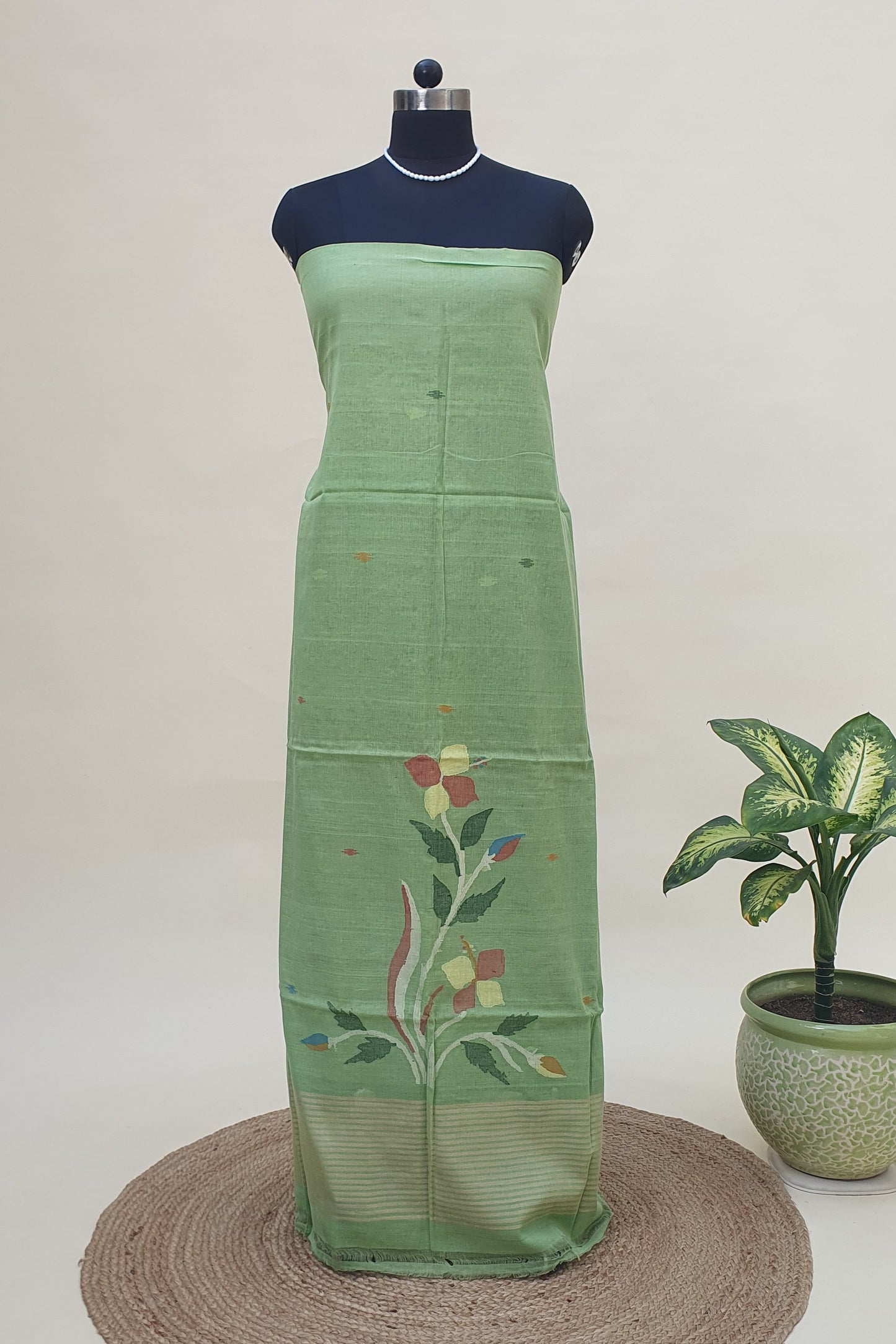 Fern Green Cotton Jamdani Suit JDCC-0003