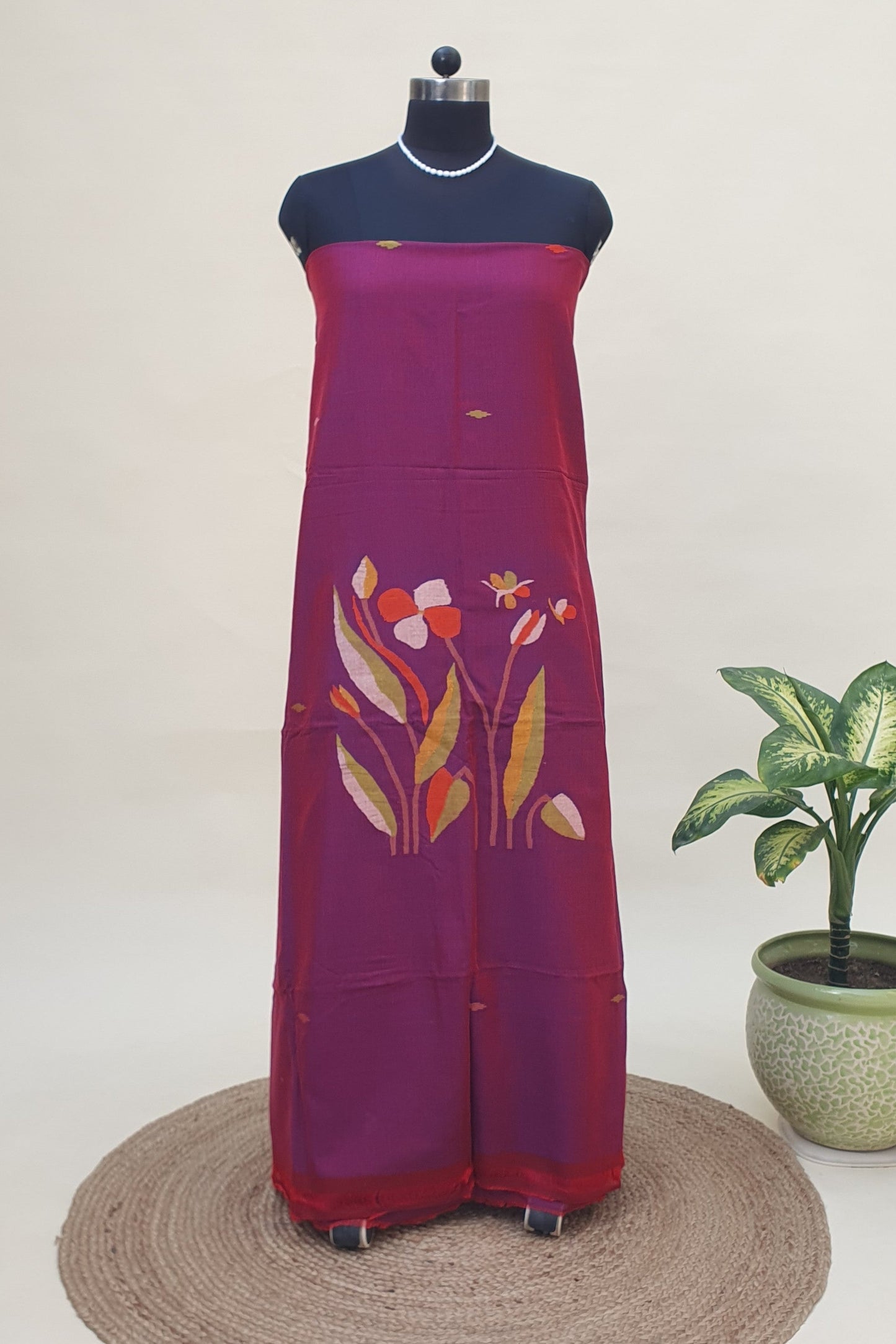 Wine Cotton Jamdani Suit JDCC-0002