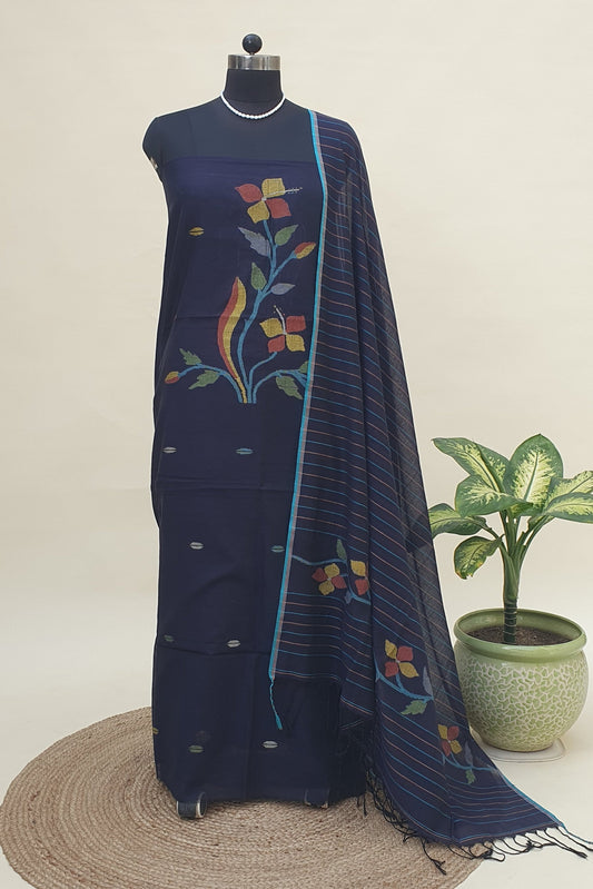 Knight Blue Cotton Jamdani Suit JDCC-0008