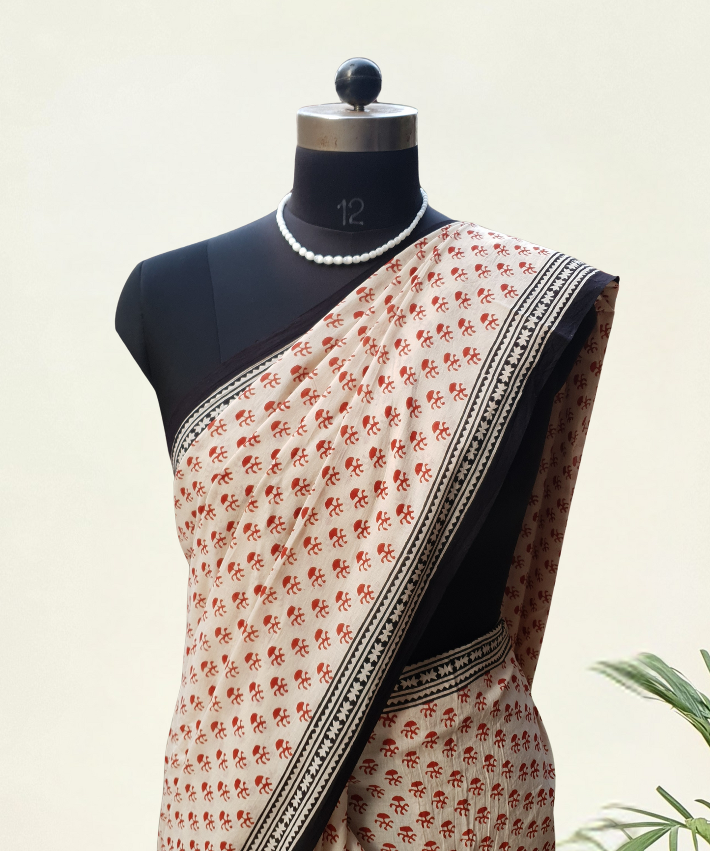 Rose & Beige HBP Mul Cotton Saree MCHB-0021