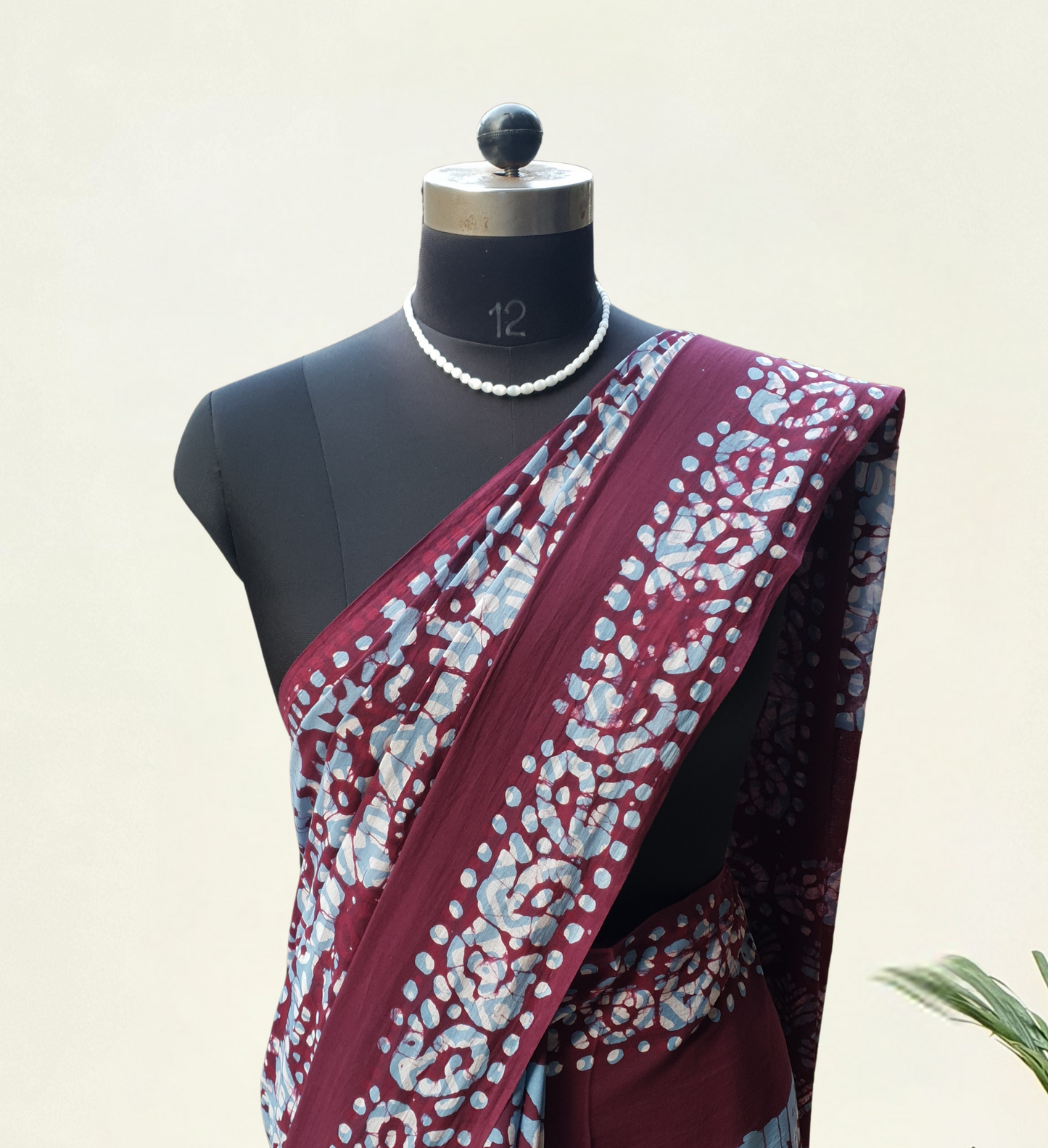 Wine & Blue HBP Mul Cotton Saree MCHB-0019
