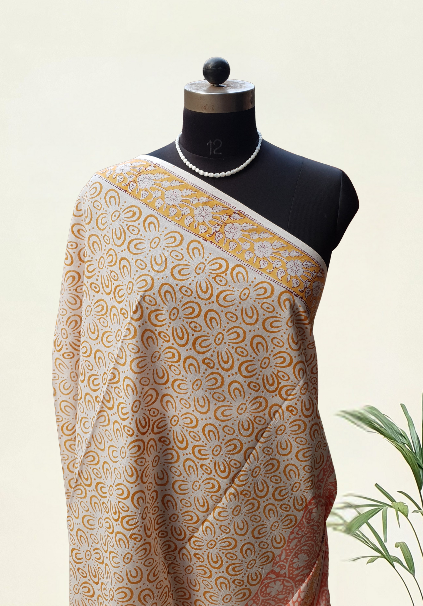 Peach HBP Mul Cotton Saree MCHB-0017