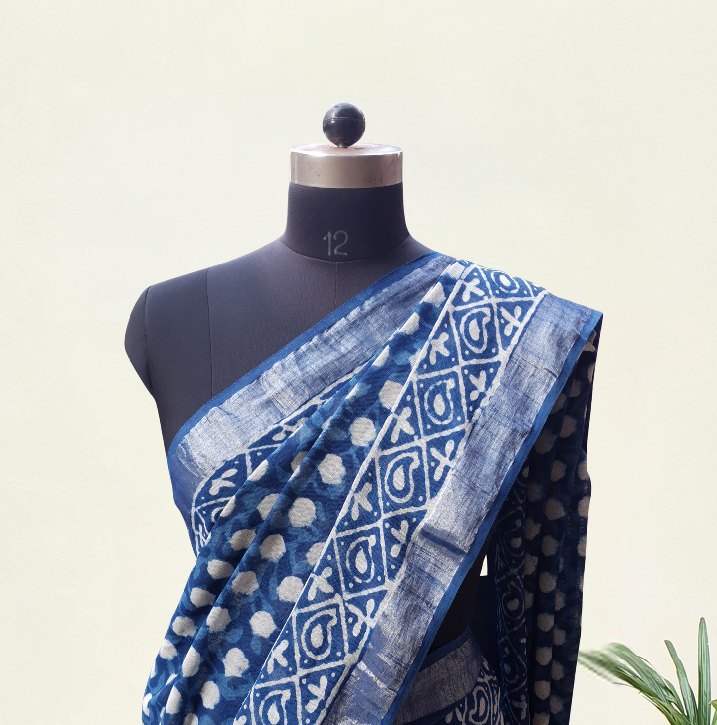 Indigo HBP Linen Saree LNHB-0006