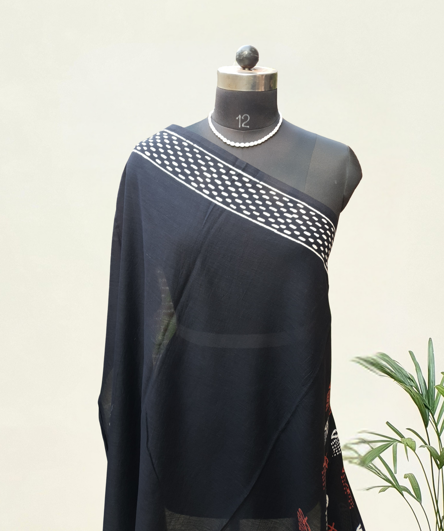 Imperial Black HBP Mul Cotton Saree MCHB-0007