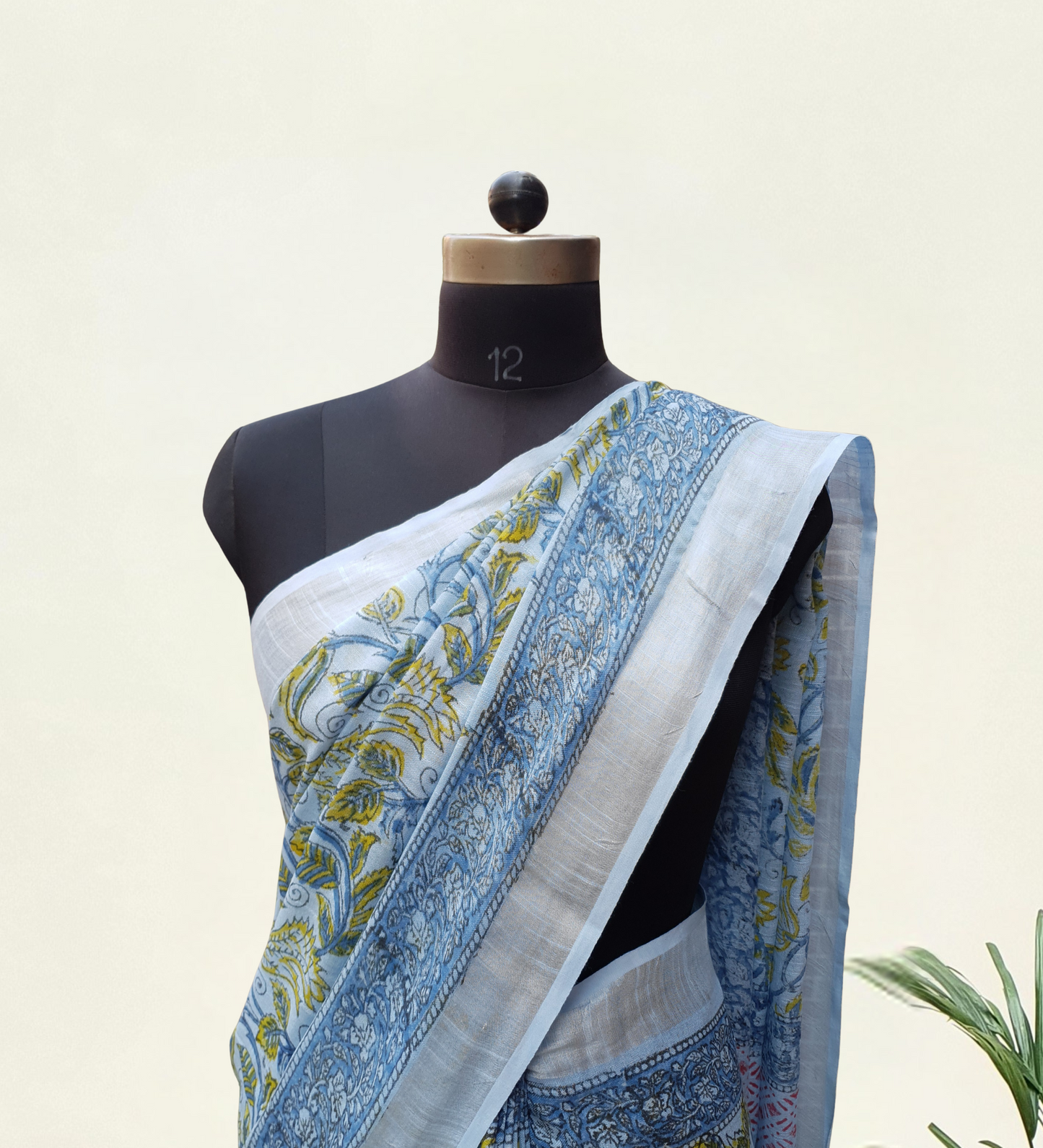 Ice Blue HBP Linen Saree LNHB-0002