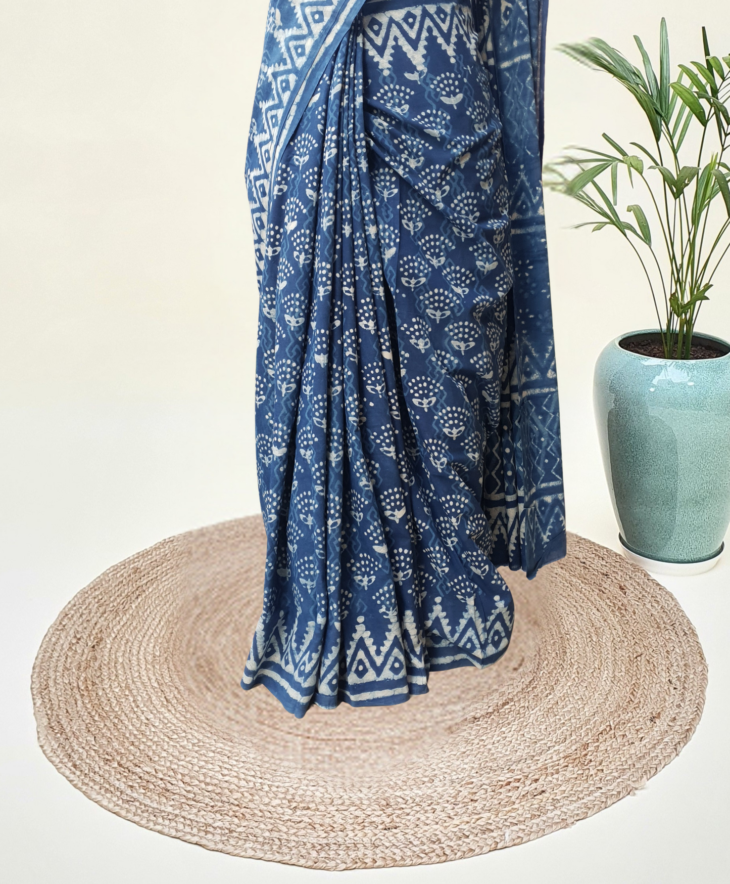 Indigo HBP Mul Cotton Saree MCHB-0012