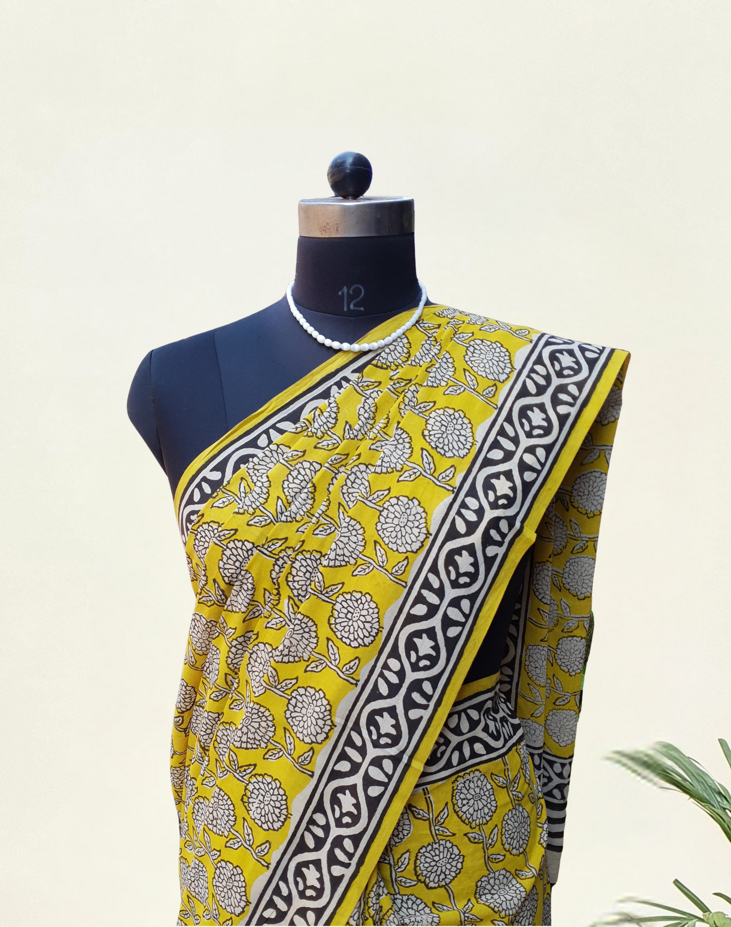 Yellow HBP Mul Cotton Saree MCHB-0001