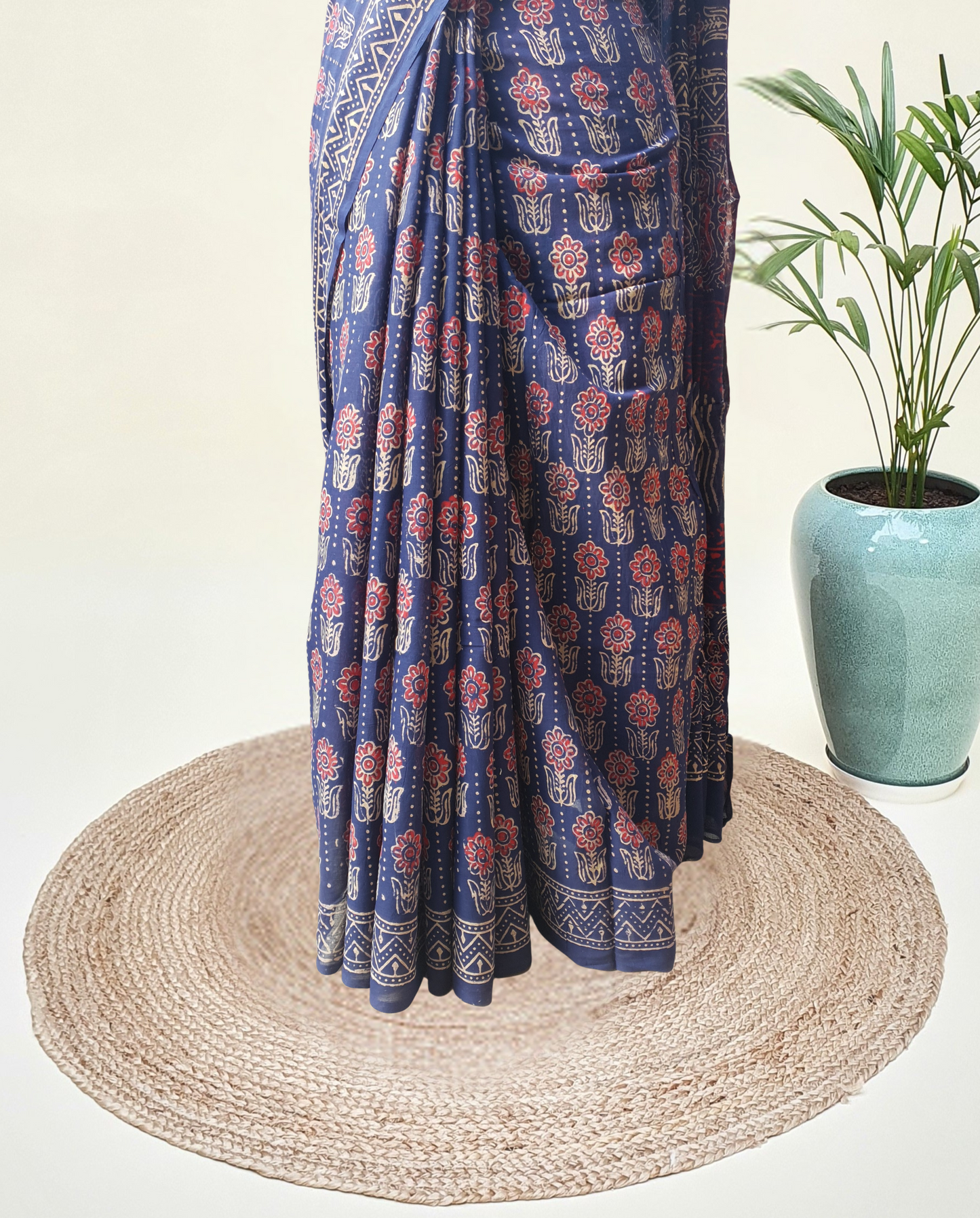 Indigo HBP Mul Cotton Saree MCHB-0016