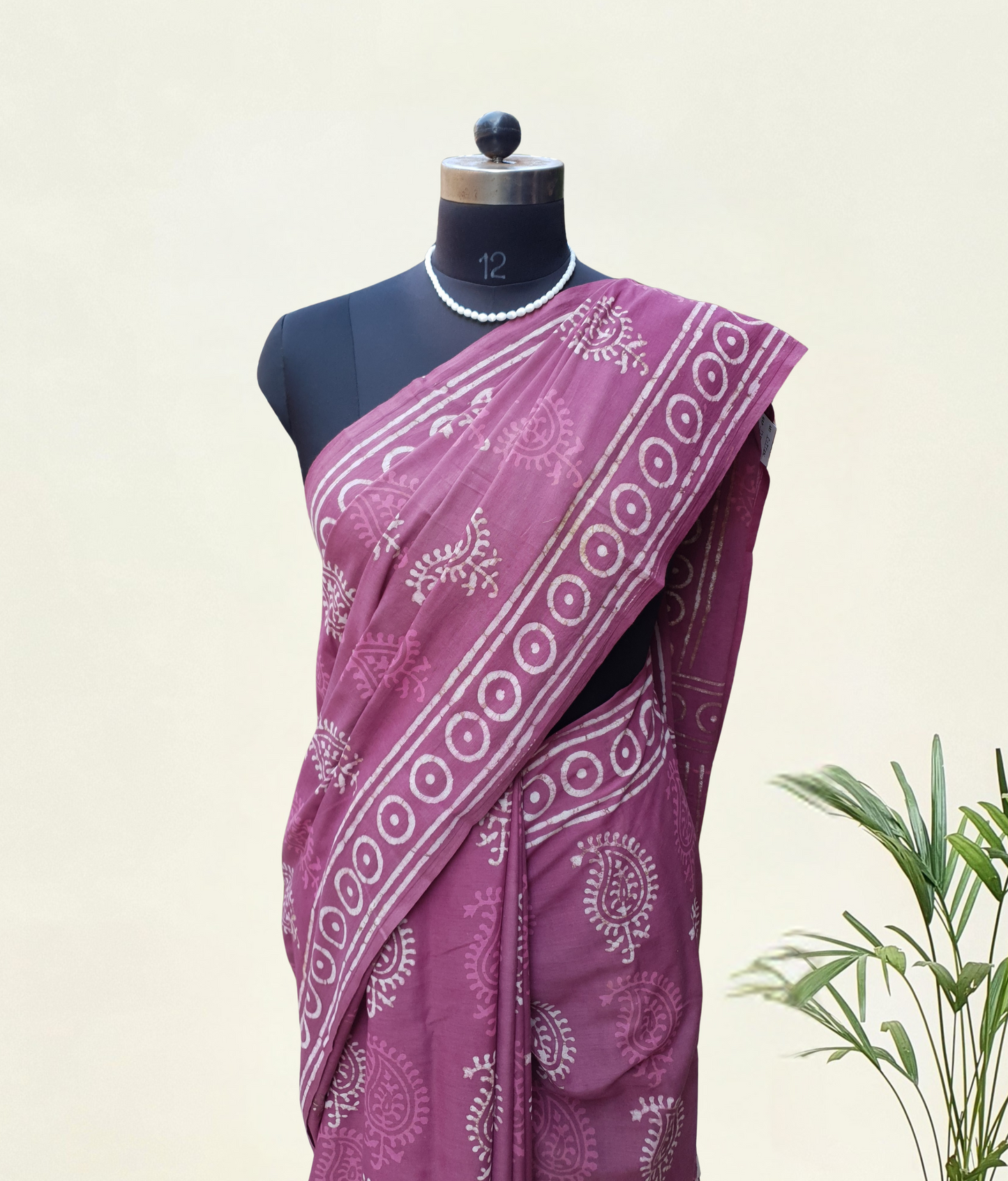 Onion Pink HBP Mul Cotton Saree MCHB-0006
