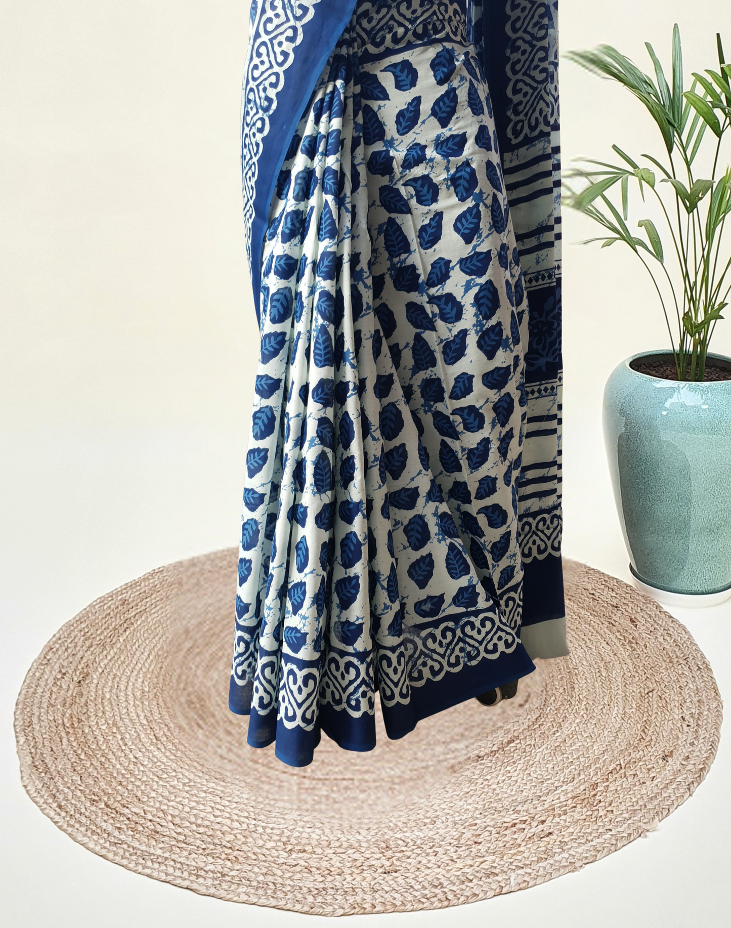 Blue HBP Mul Cotton Saree MCHB-0018