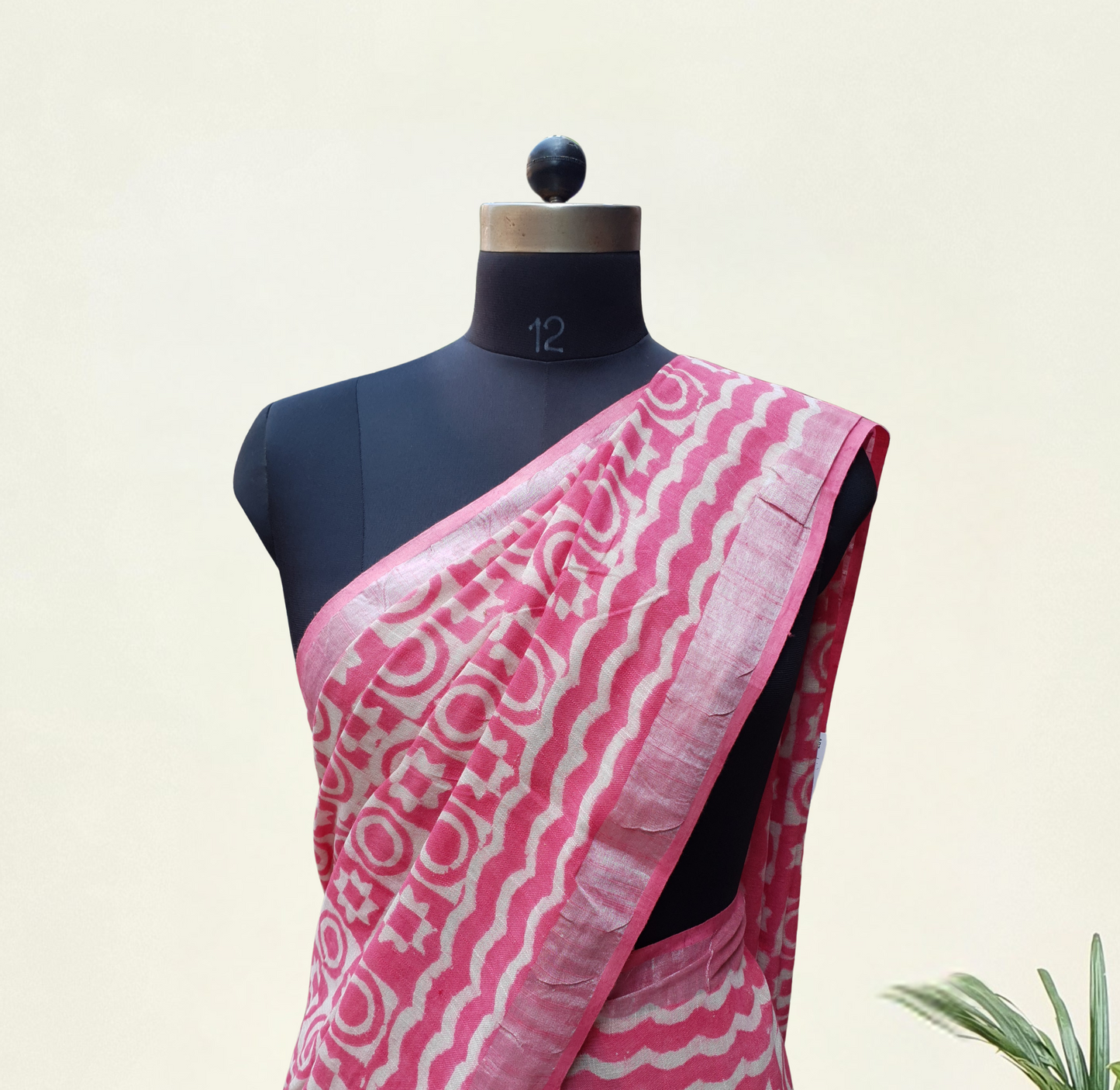 Pink HBP Linen Saree LNHB-0003