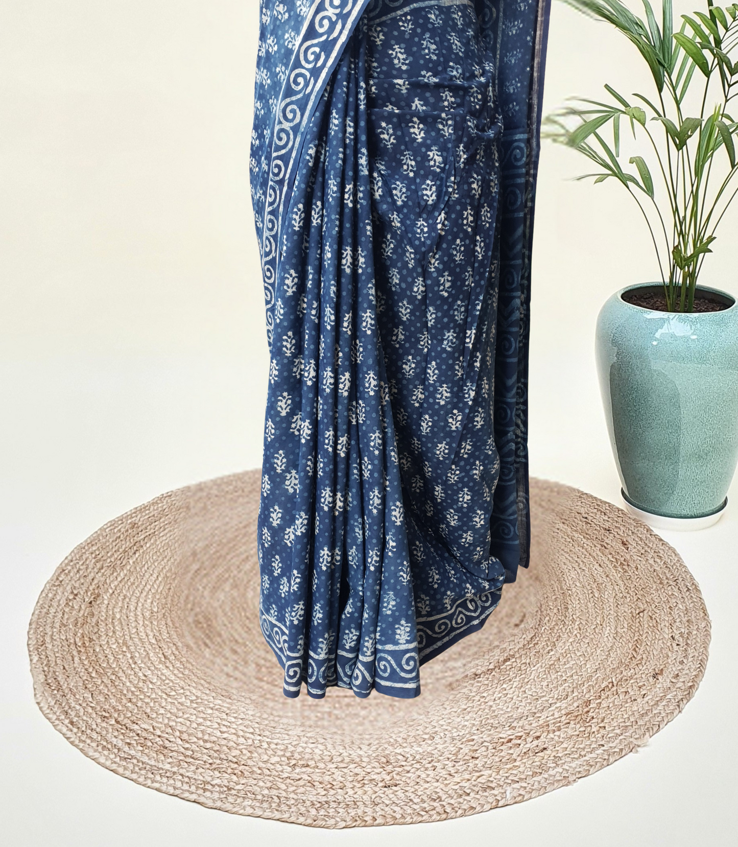 Indigo HBP Mul Cotton Saree MCHB-0013