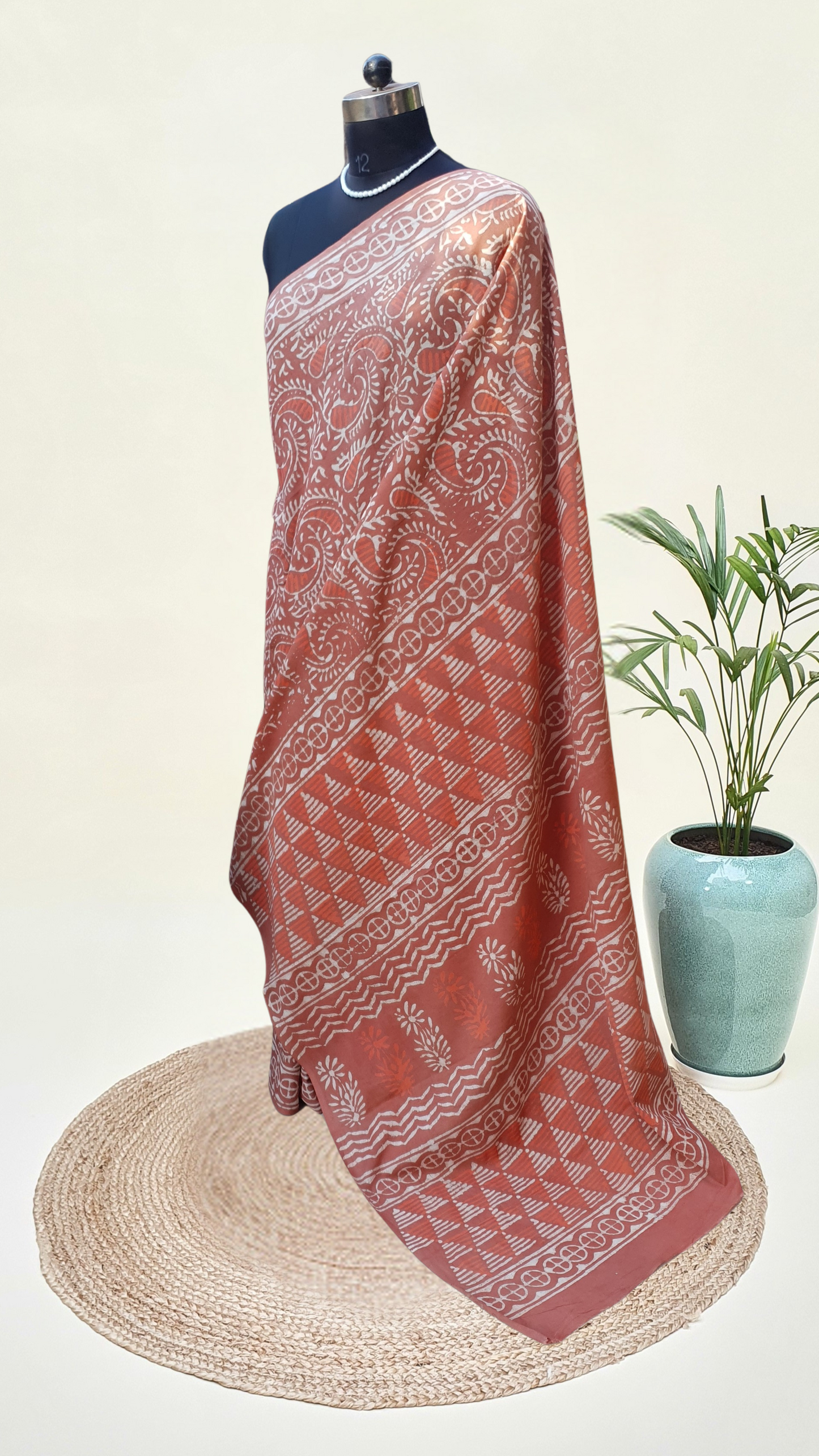 Reddish Brown HBP Mul Cotton Saree MCHB-0002