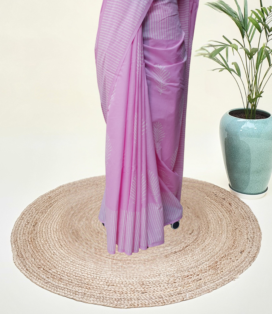 Pink HBP Mul Cotton Saree MCHB-0005