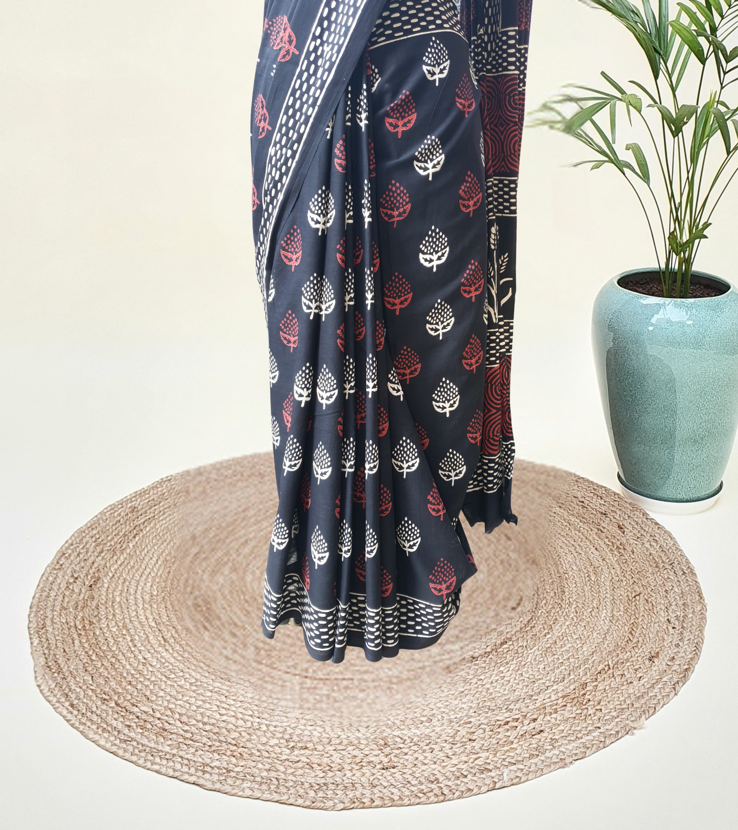 Imperial Black HBP Mul Cotton Saree MCHB-0007