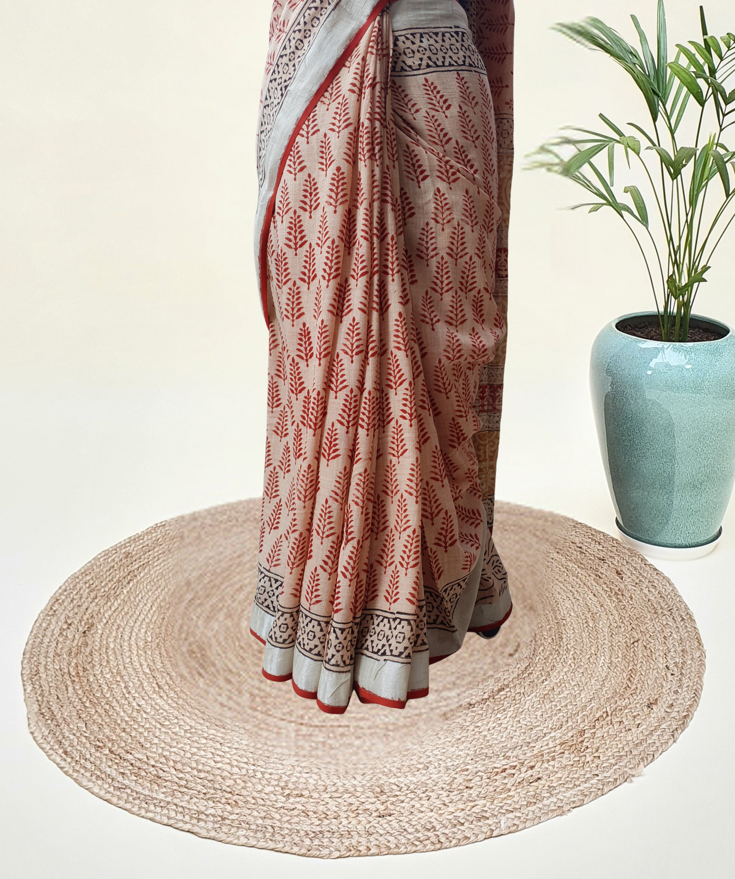 Biscuit Brown HBP Linen Saree LNHB-0005