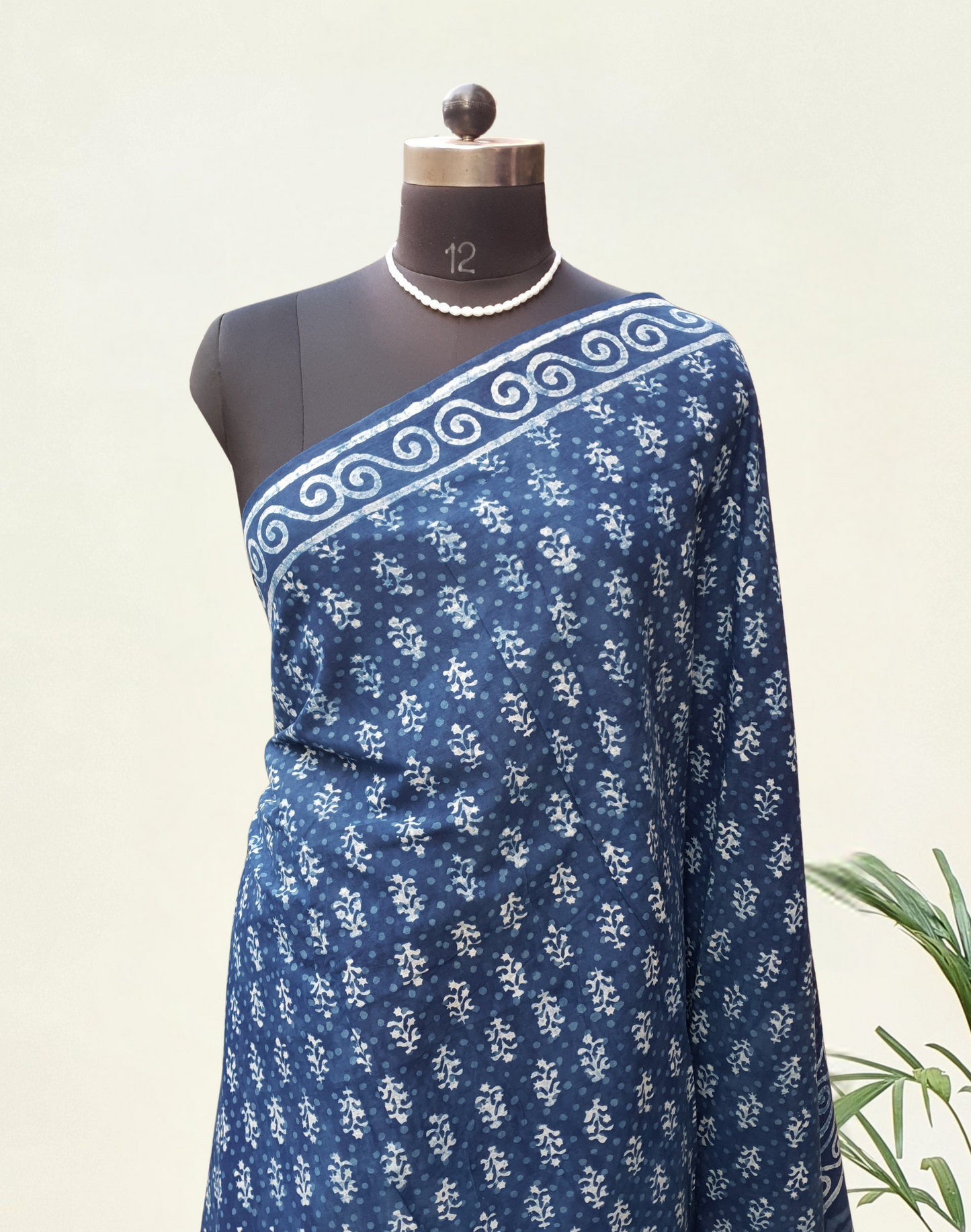 Indigo HBP Mul Cotton Saree MCHB-0013