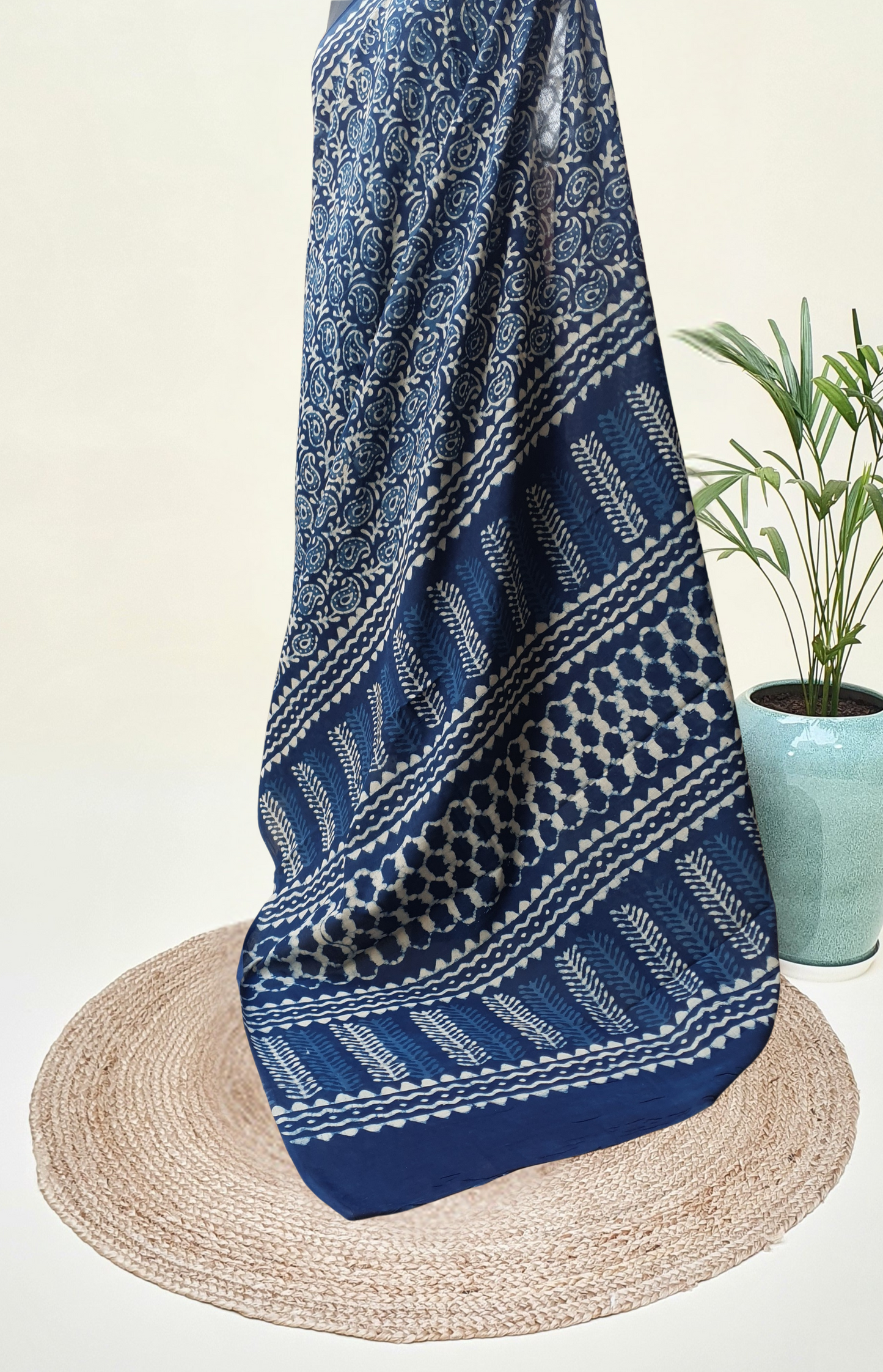 Indigo HBP Mul Cotton Saree MCHB-0011
