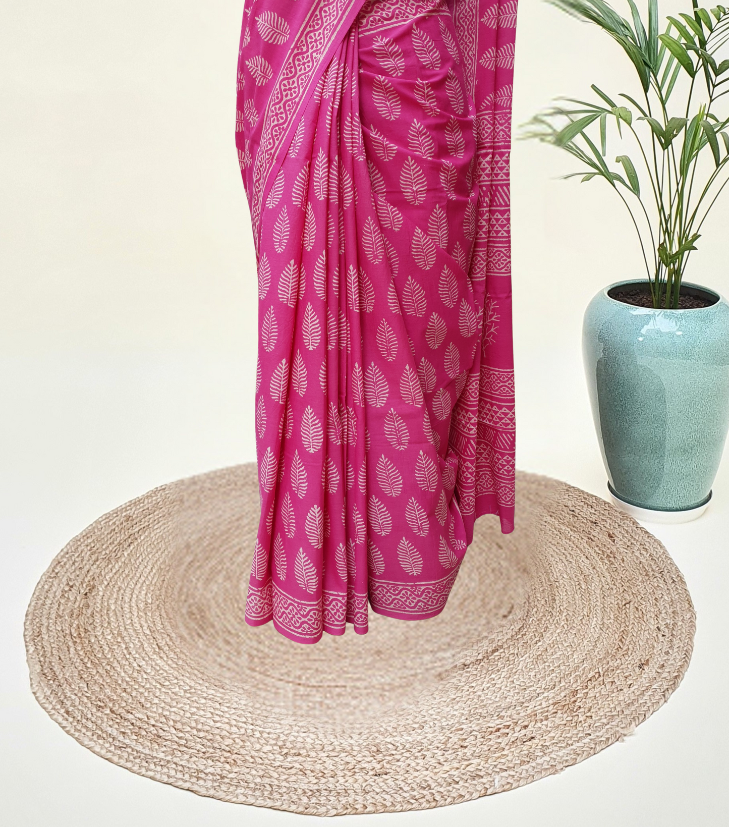 Viva Magenta HBP Mul Cotton Saree MCHB-0008