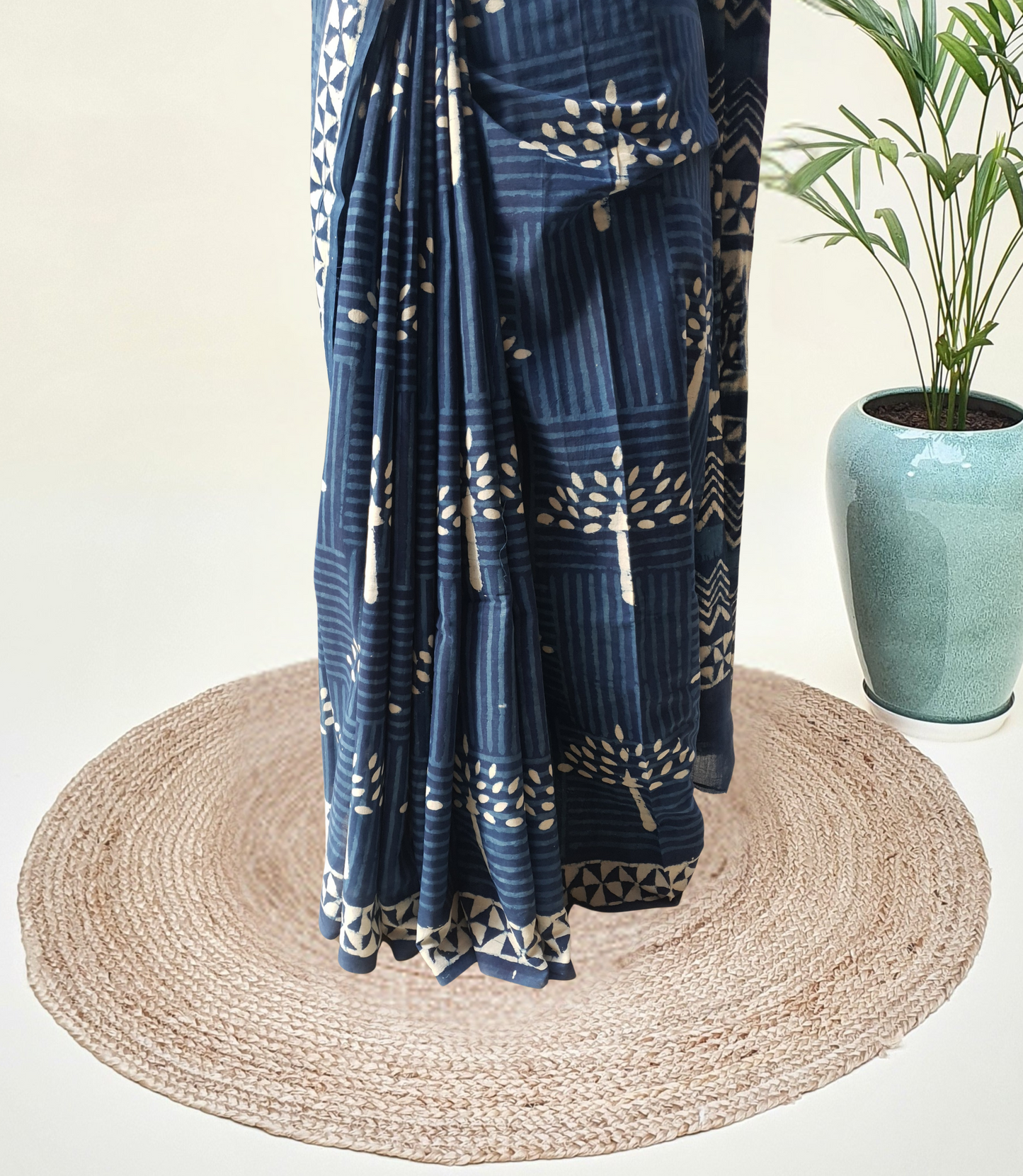 Indigo HBP Mul Cotton Saree MCHB-0015