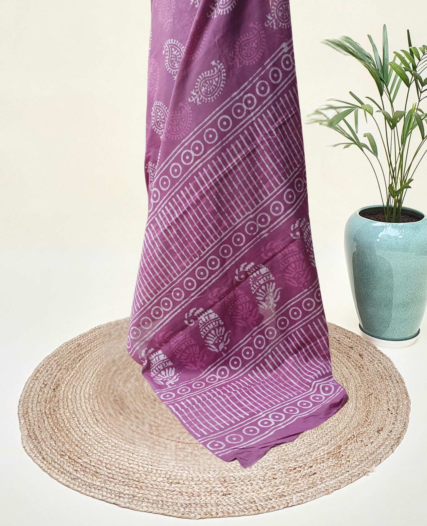 Onion Pink HBP Mul Cotton Saree MCHB-0006