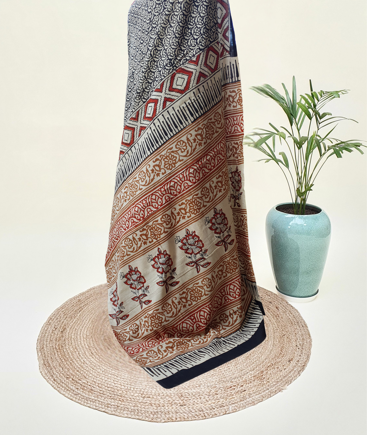 Black & Beige HBP Mul Cotton Saree MCHB-0003