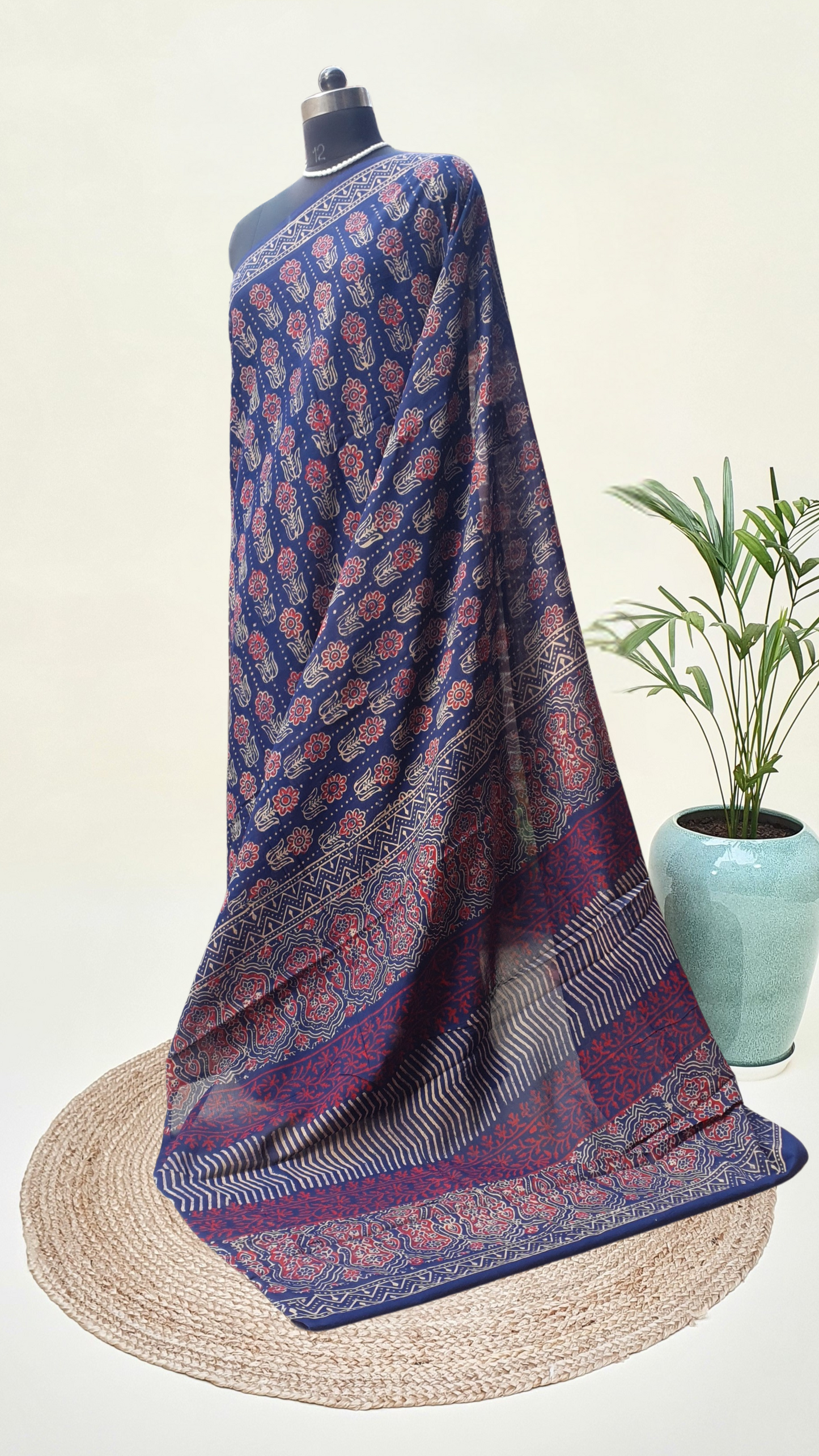 Indigo HBP Mul Cotton Saree MCHB-0016
