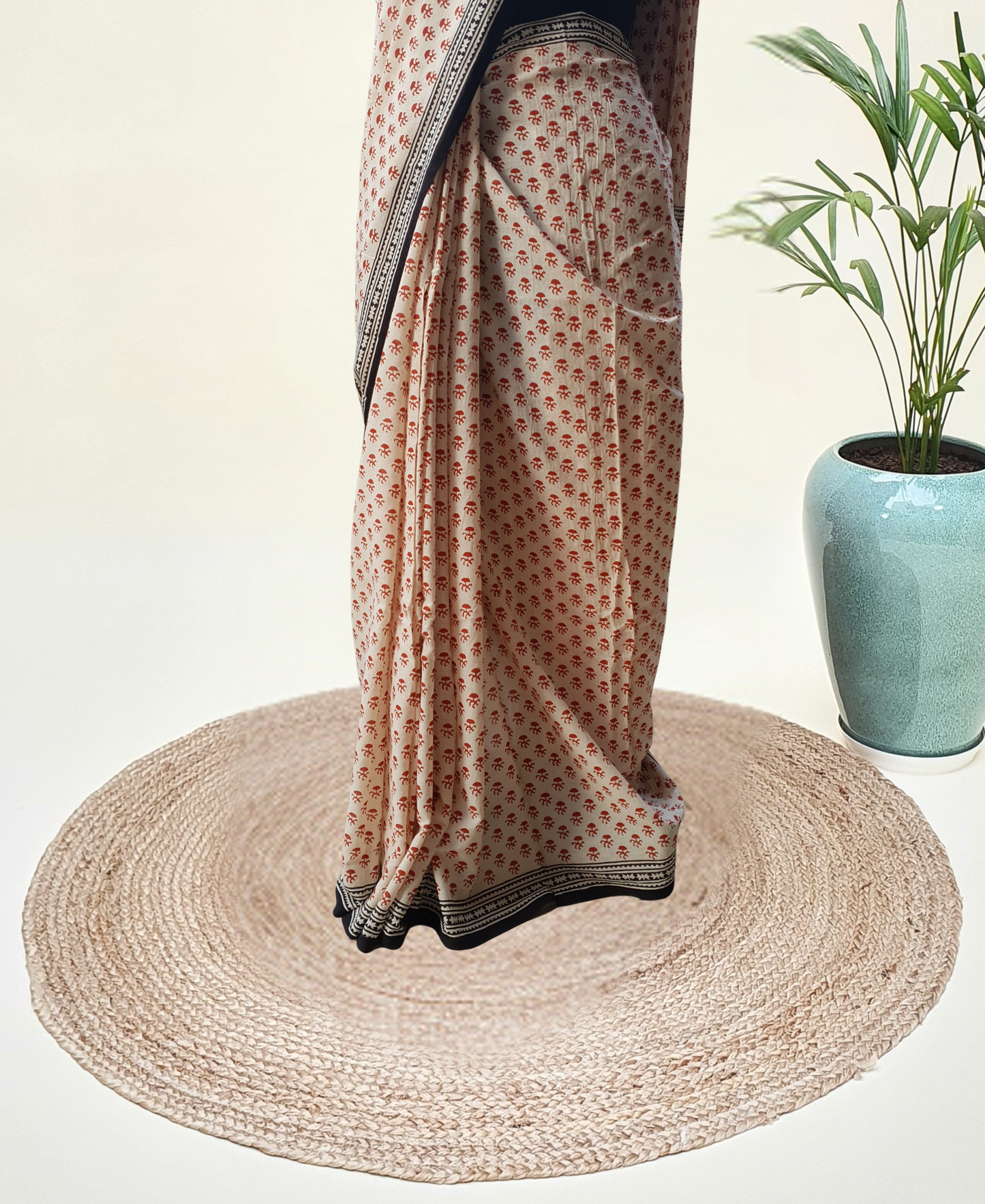 Rose & Beige HBP Mul Cotton Saree MCHB-0021