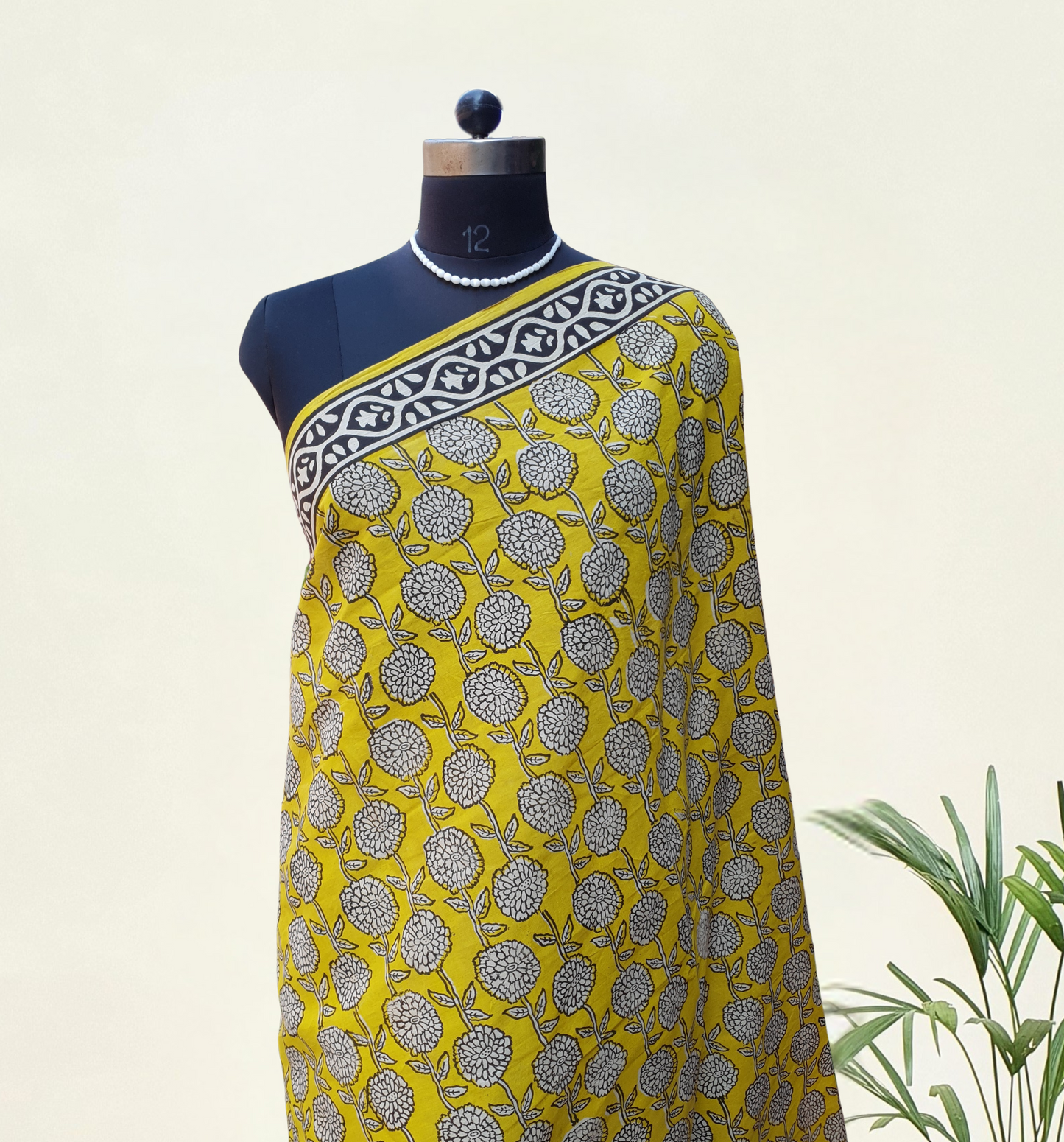 Yellow HBP Mul Cotton Saree MCHB-0001