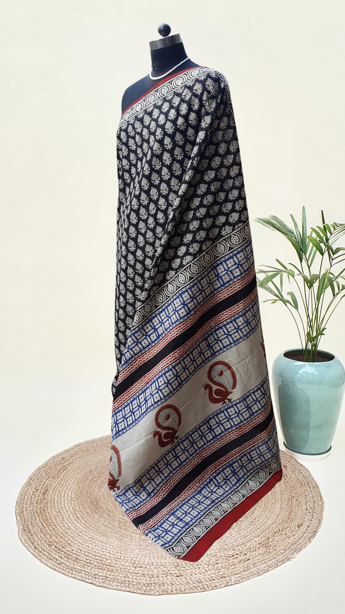 Regal Black HBP Mul Cotton Saree MCHB-0009