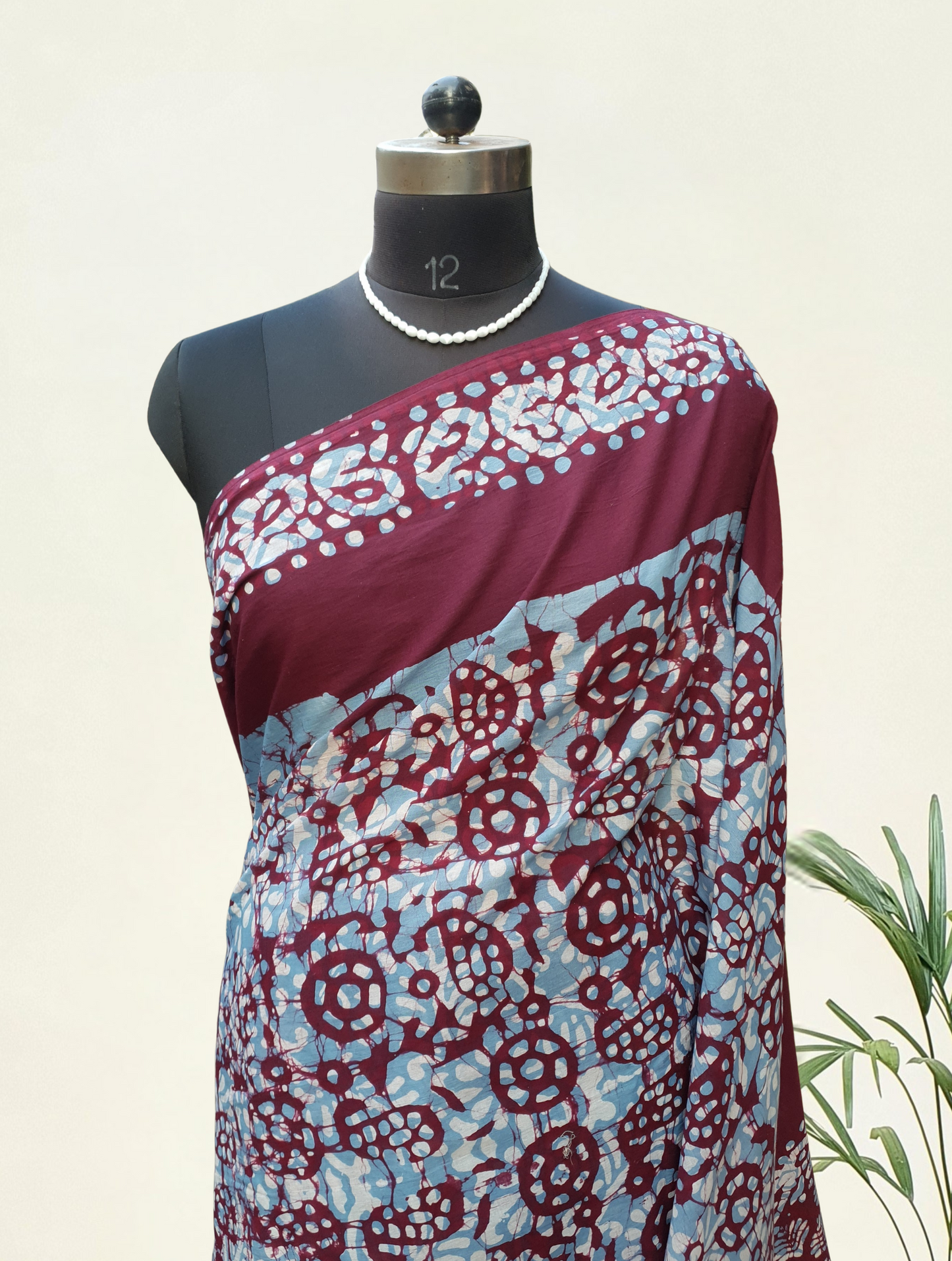 Wine & Blue HBP Mul Cotton Saree MCHB-0019