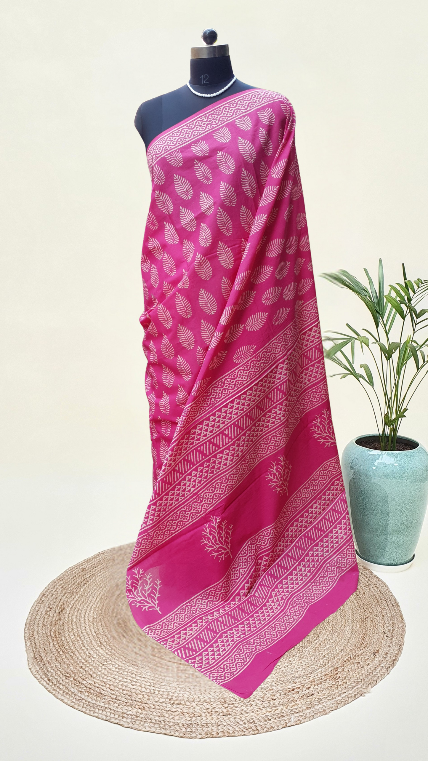 Viva Magenta HBP Mul Cotton Saree MCHB-0008