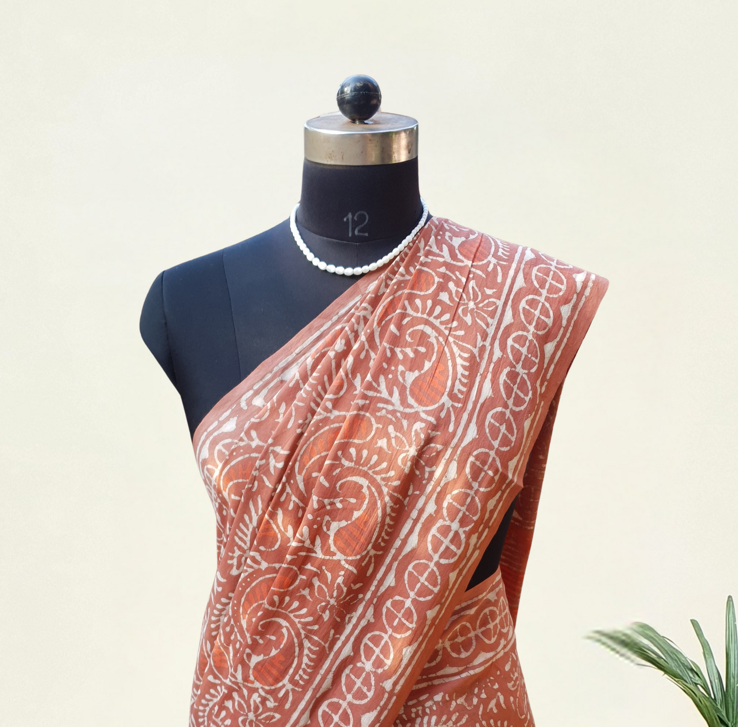 Reddish Brown HBP Mul Cotton Saree MCHB-0002