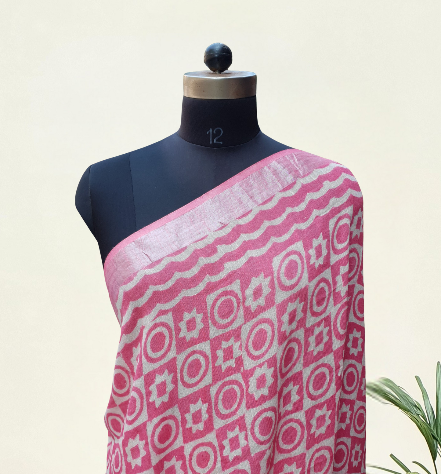 Pink HBP Linen Saree LNHB-0003
