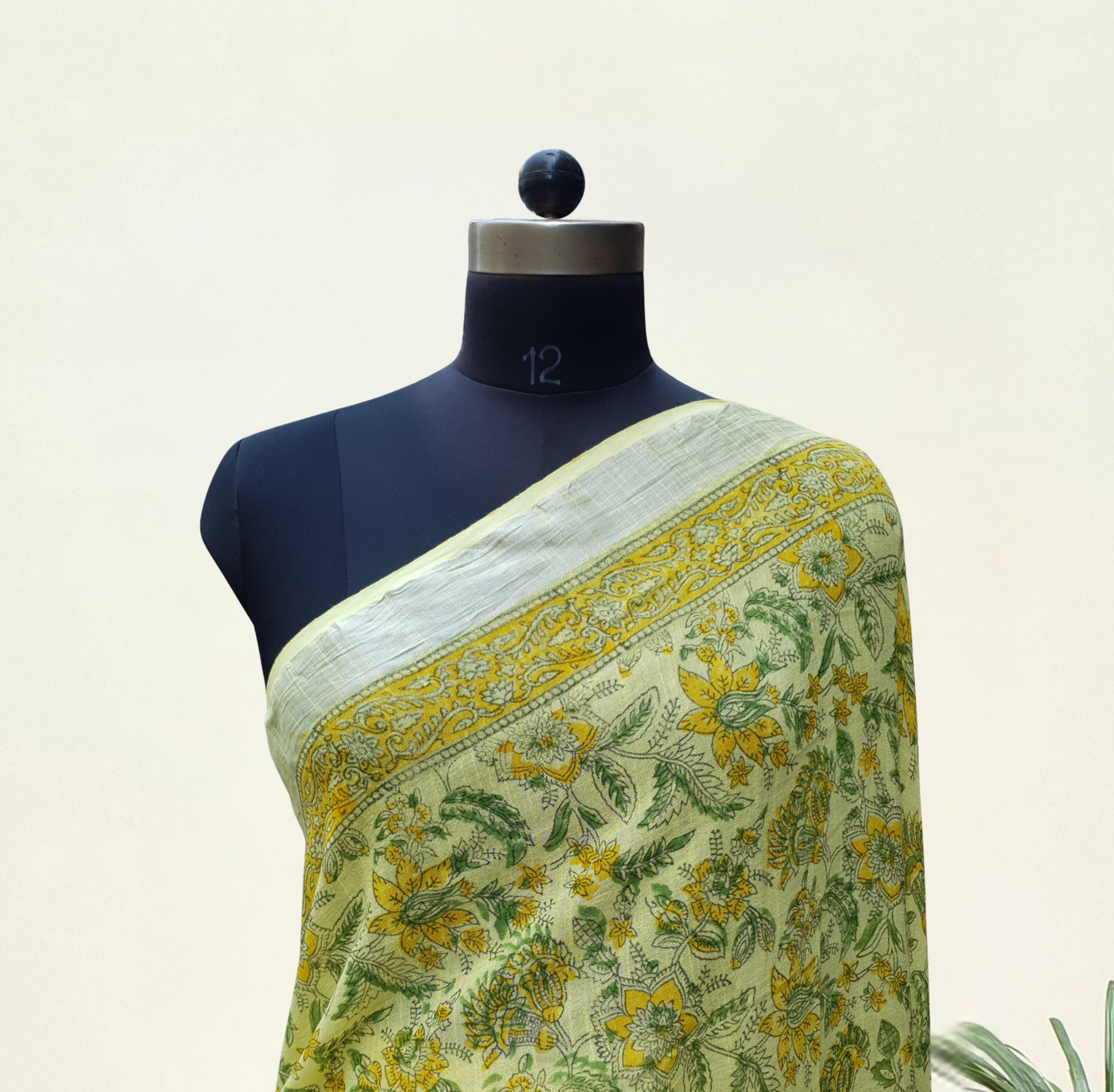 Lemon Yellow HBP Linen Saree LNHB-0001