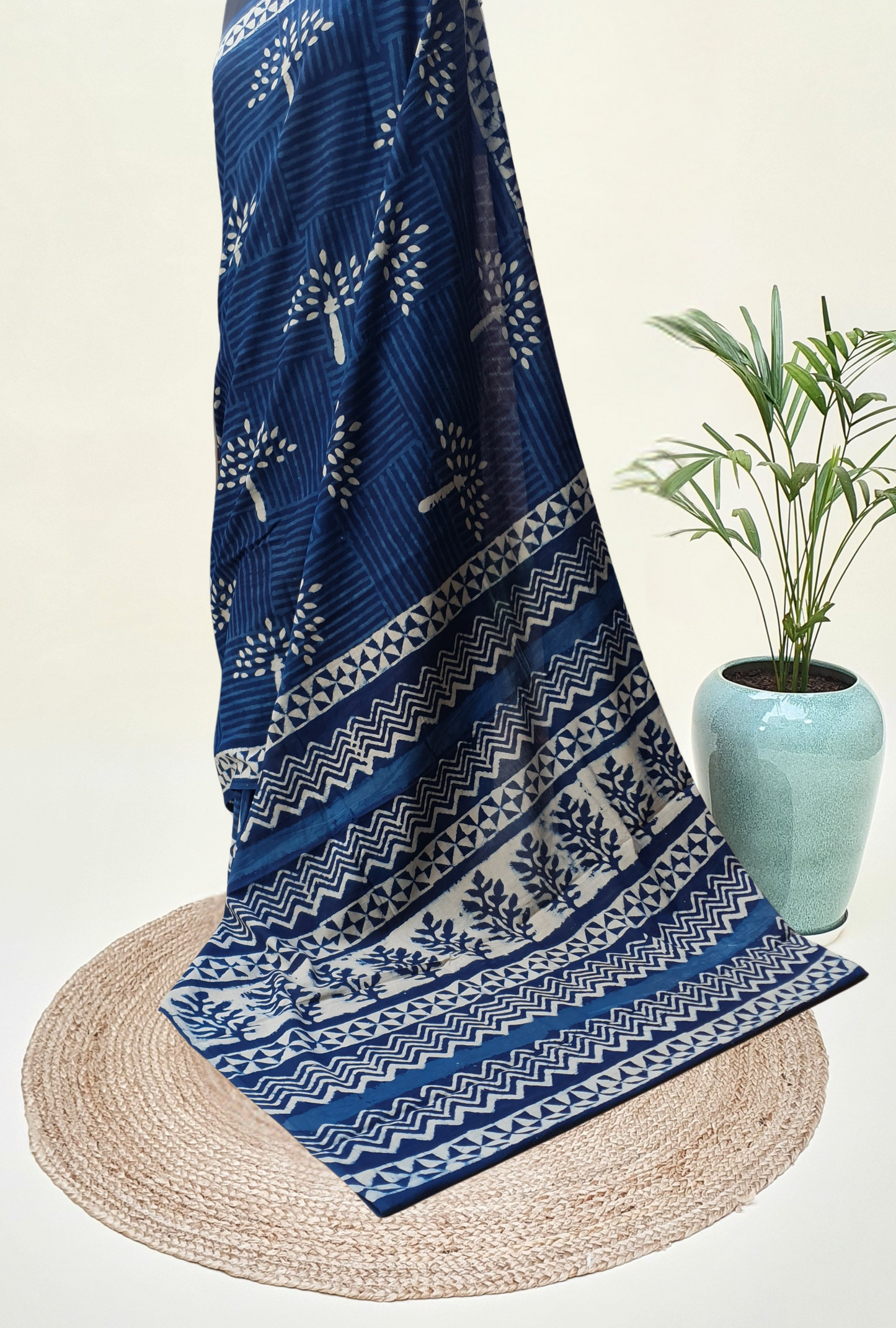 Indigo HBP Mul Cotton Saree MCHB-0015