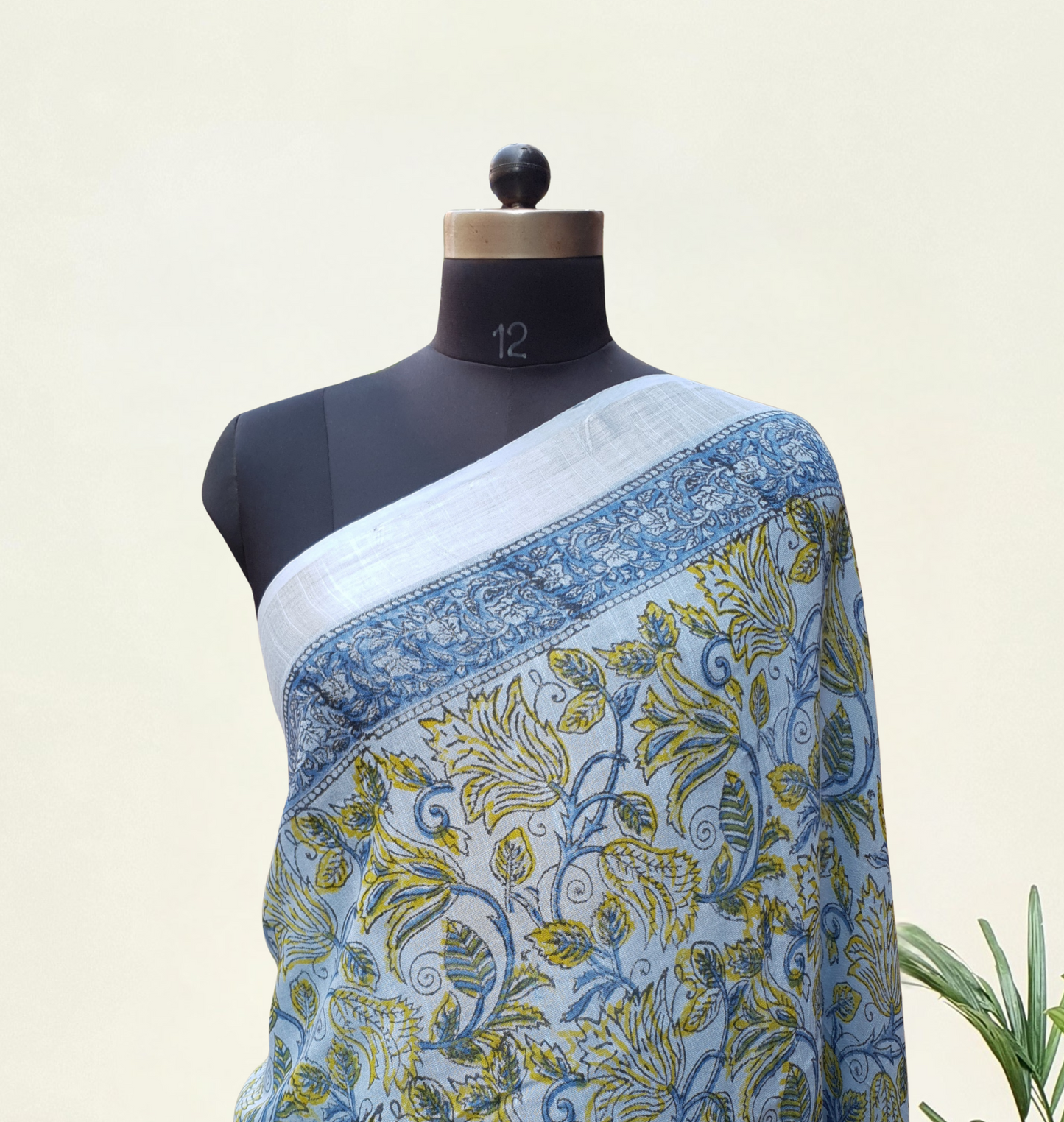 Ice Blue HBP Linen Saree LNHB-0002