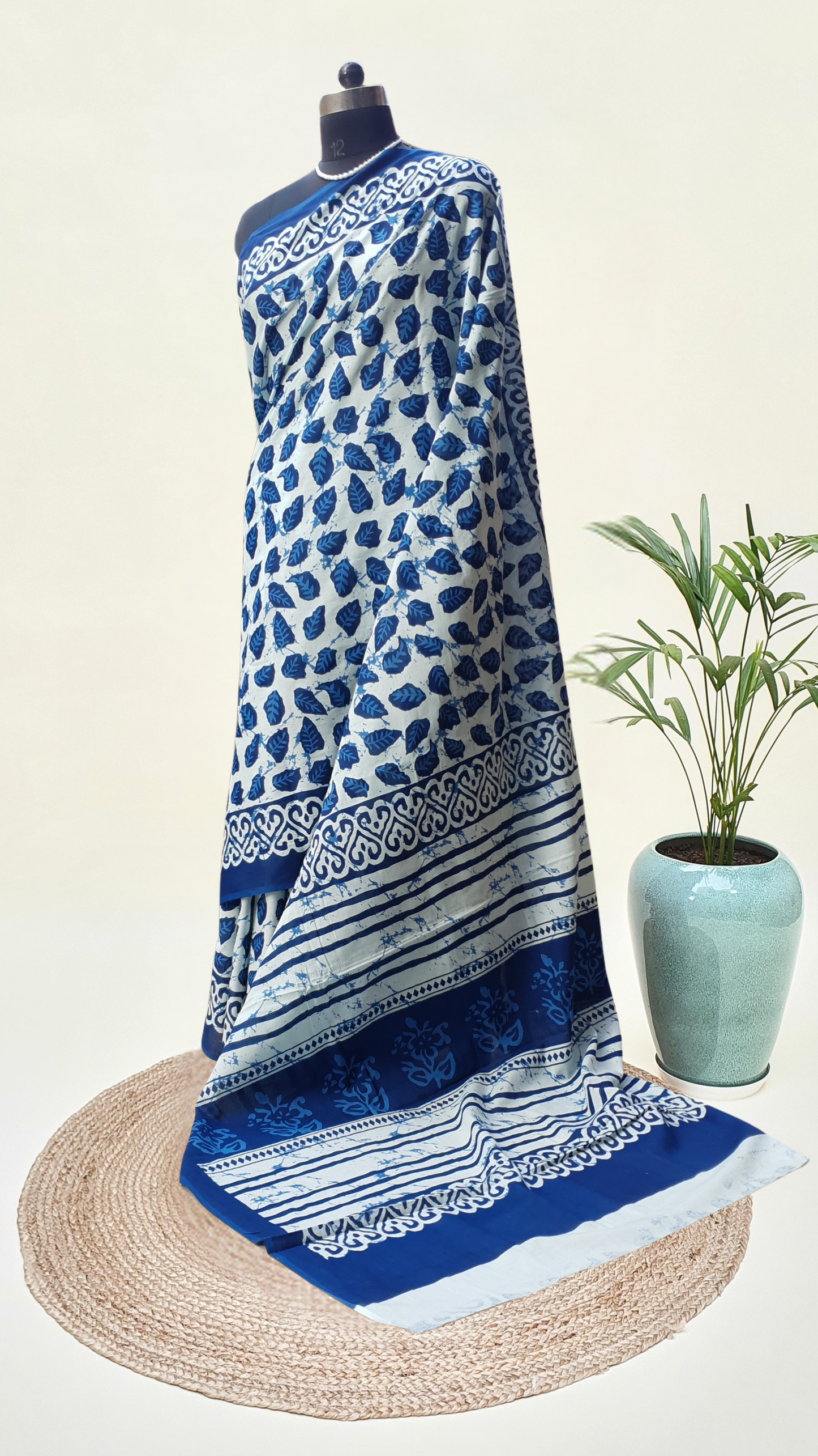 Blue HBP Mul Cotton Saree MCHB-0018