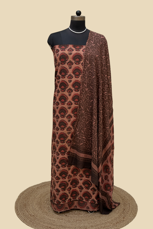 Sepiya Brown Ajrakh Cotton Suit | CMAJ-UL8303