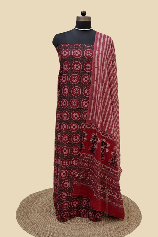 Vartul Rose Ajrakh Cotton Suit | CMAJ-UL8305
